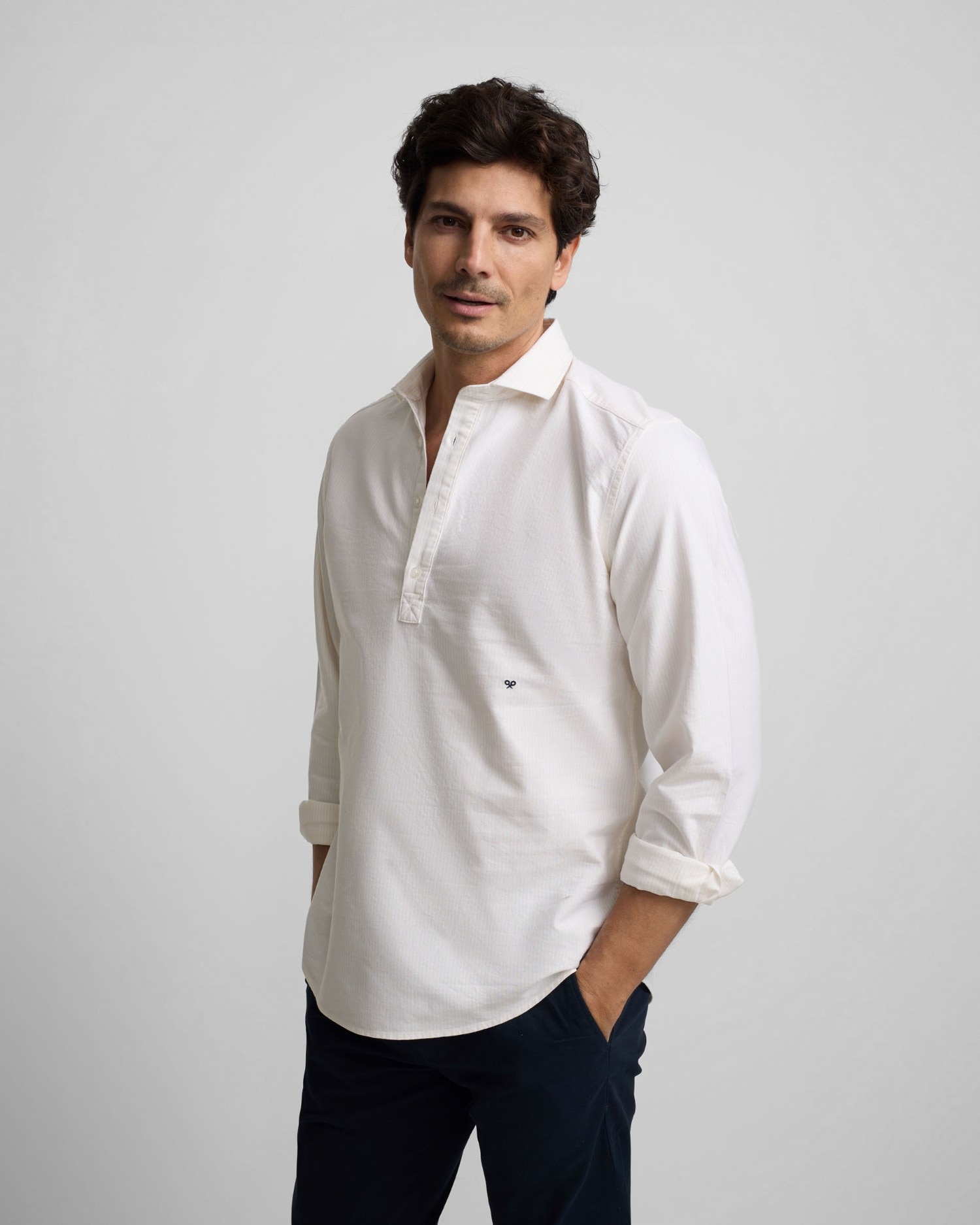 Camisa Polera Sport Oxford Às Riscas Amarelo-1