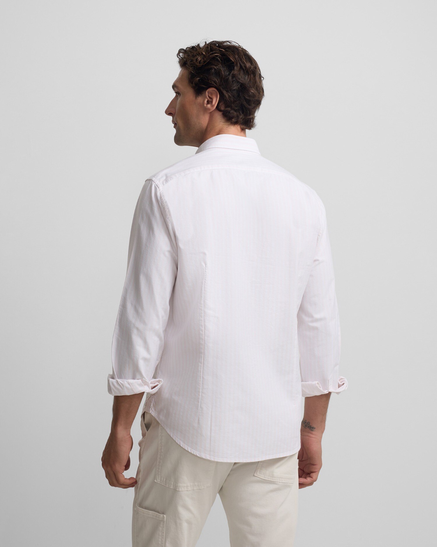 Camisa Sport Oxford Às Riscas Média em Rosa Rosa-claro-2