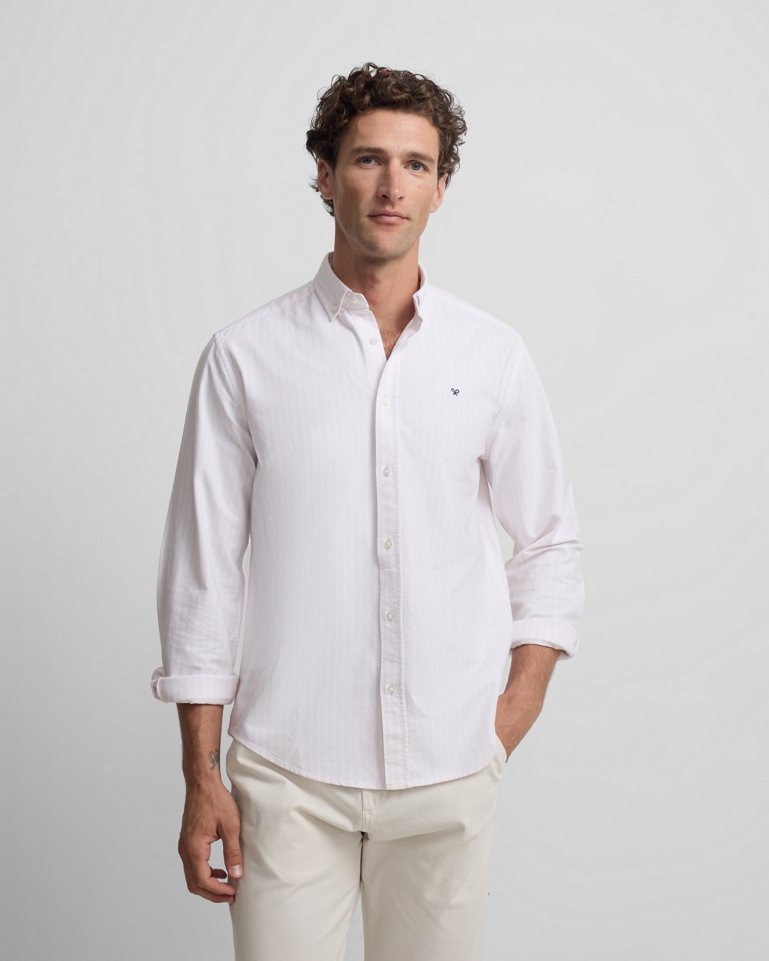 Imagem 0 de Camisa Sport Oxford Às Riscas Média em Rosa