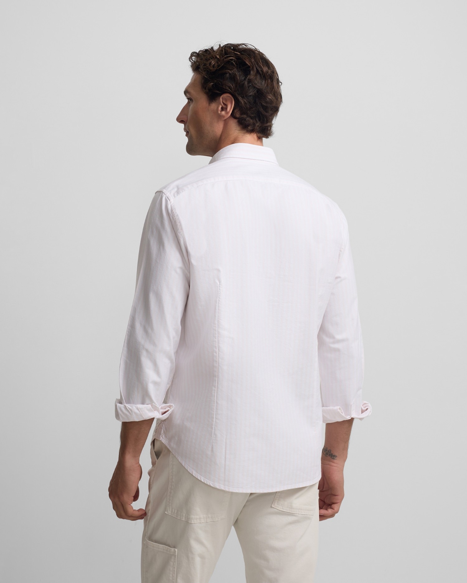Camisa Sport Oxford Às Riscas Média em Rosa Rosa-claro-2