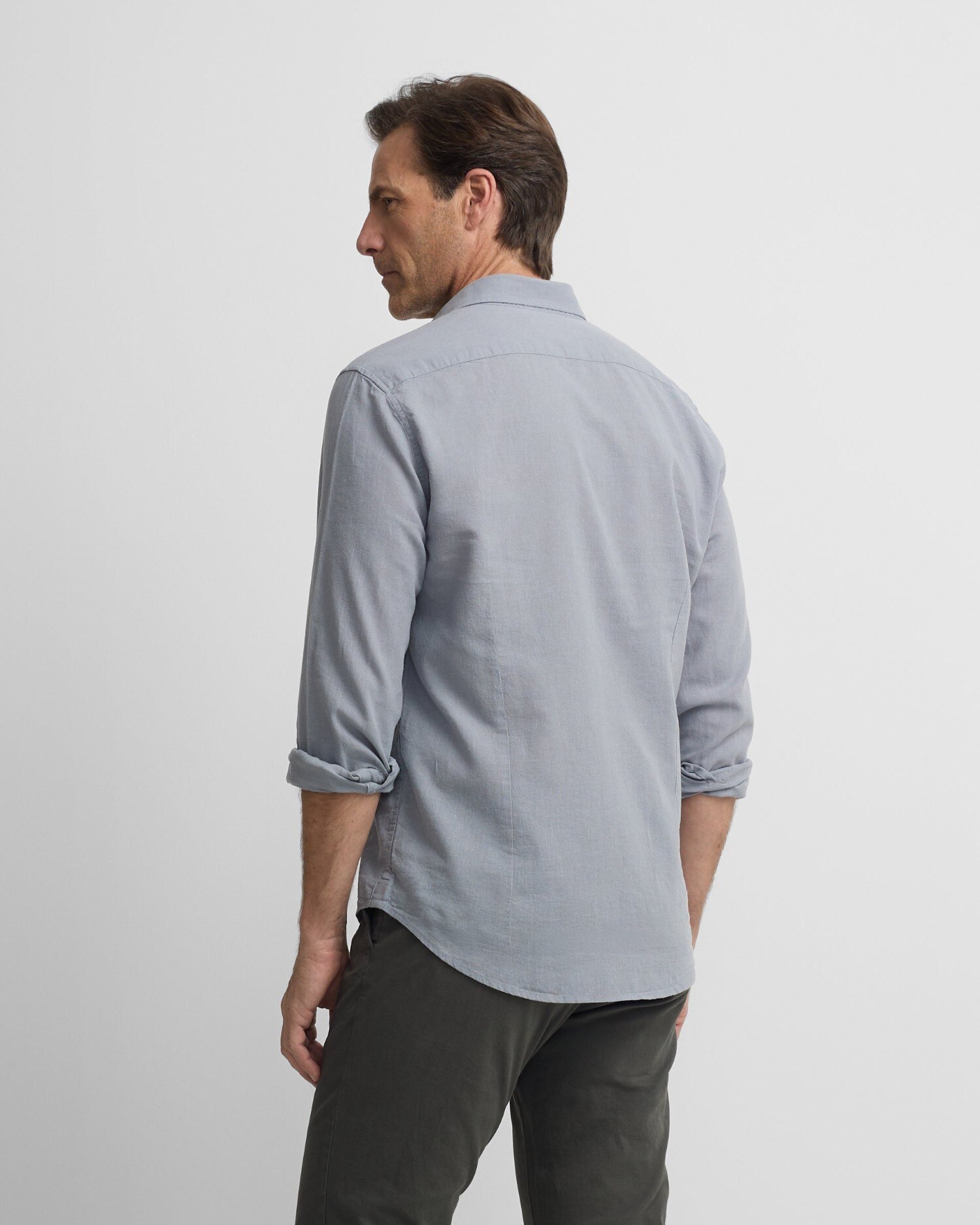 Camisa Sport de Linho em Azul Cinzento Azul-2