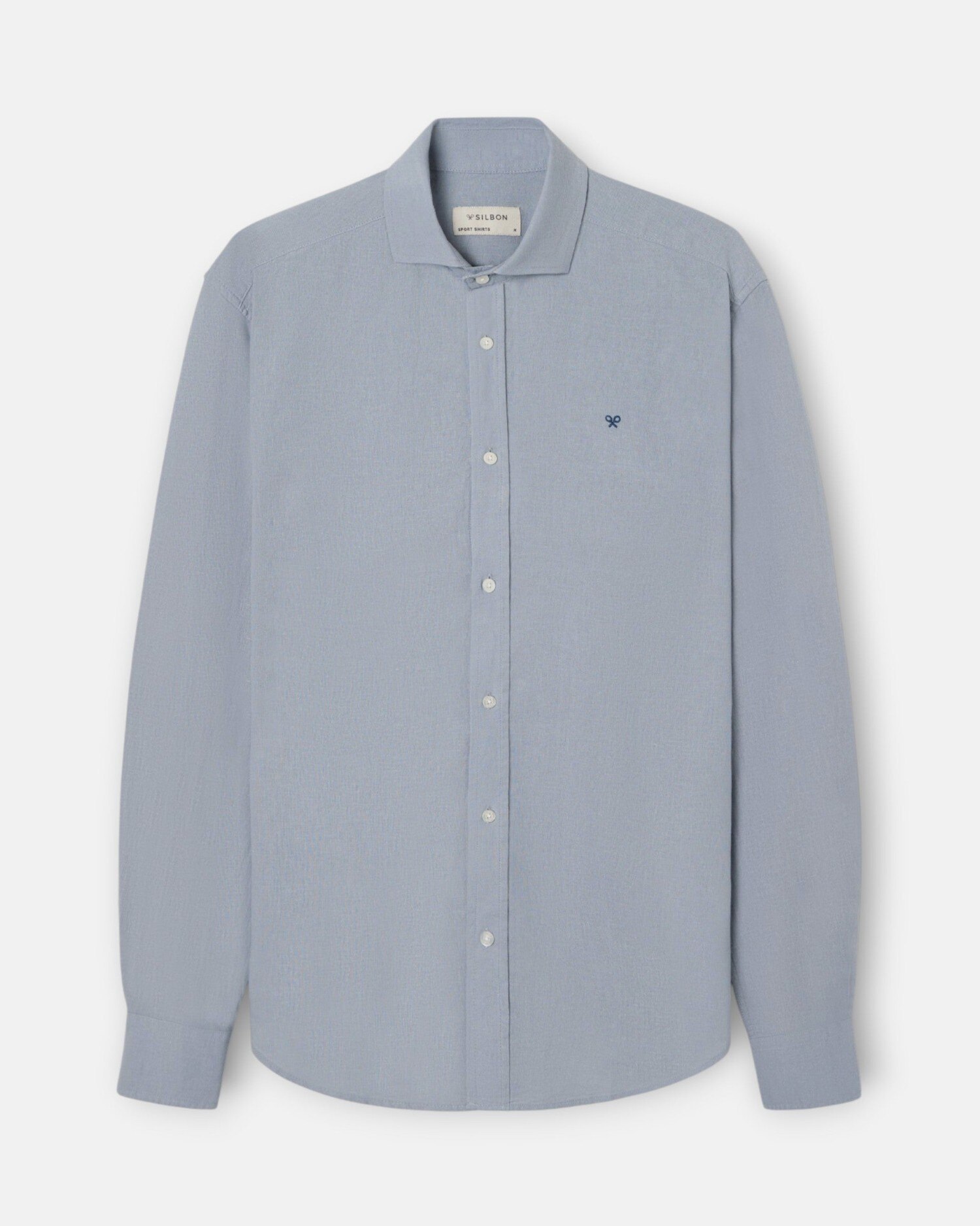 Camisa Sport de Linho em Azul Cinzento Azul-4
