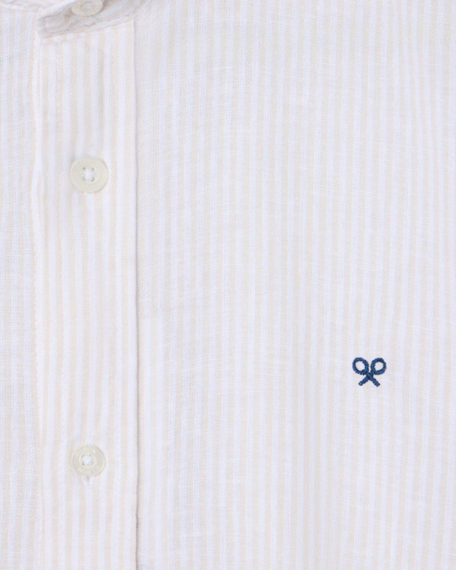 Camisa Sport em Linho Às Riscas Bege-2