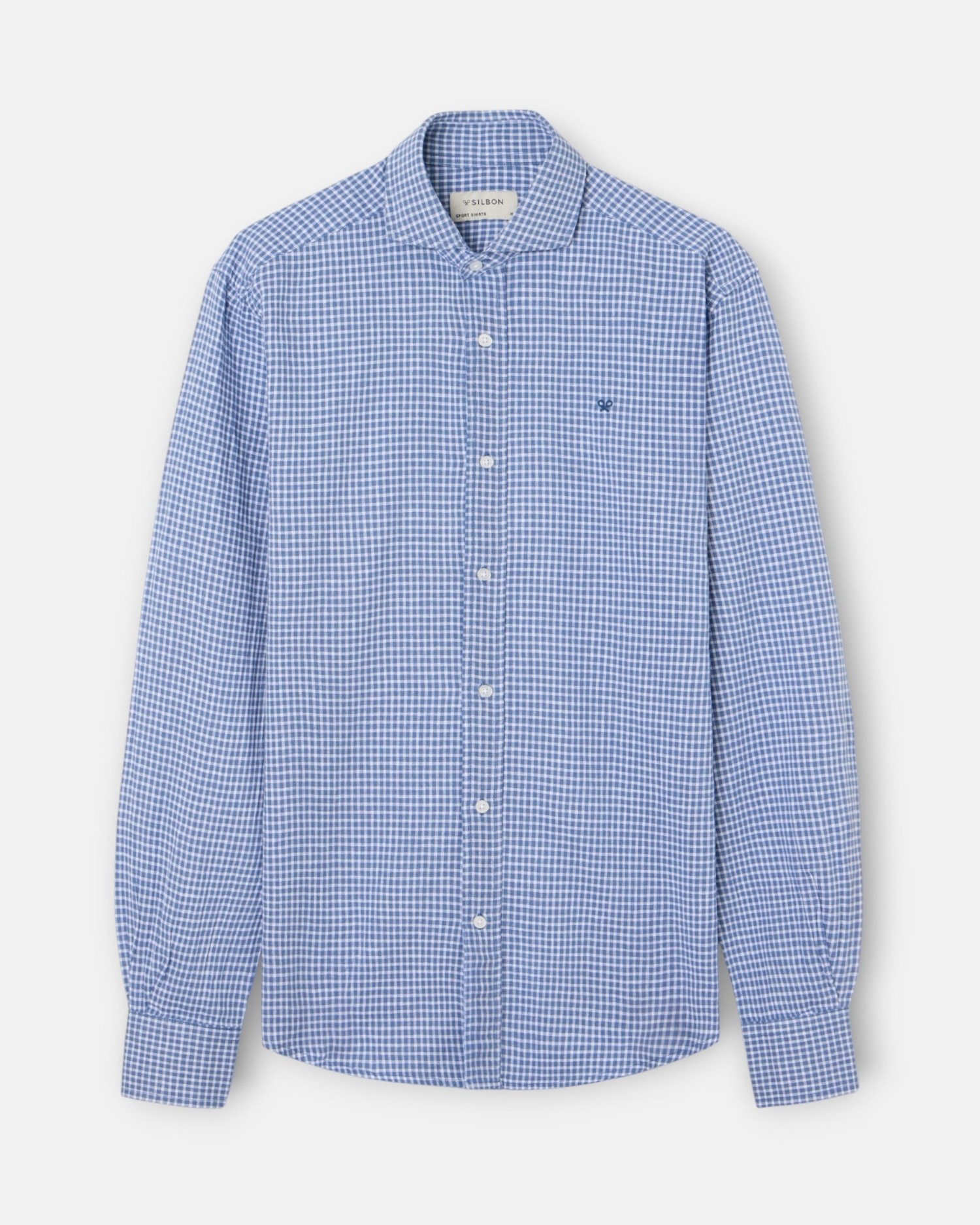 Camisa Sport de Linho Aos Quadrados Azul-1