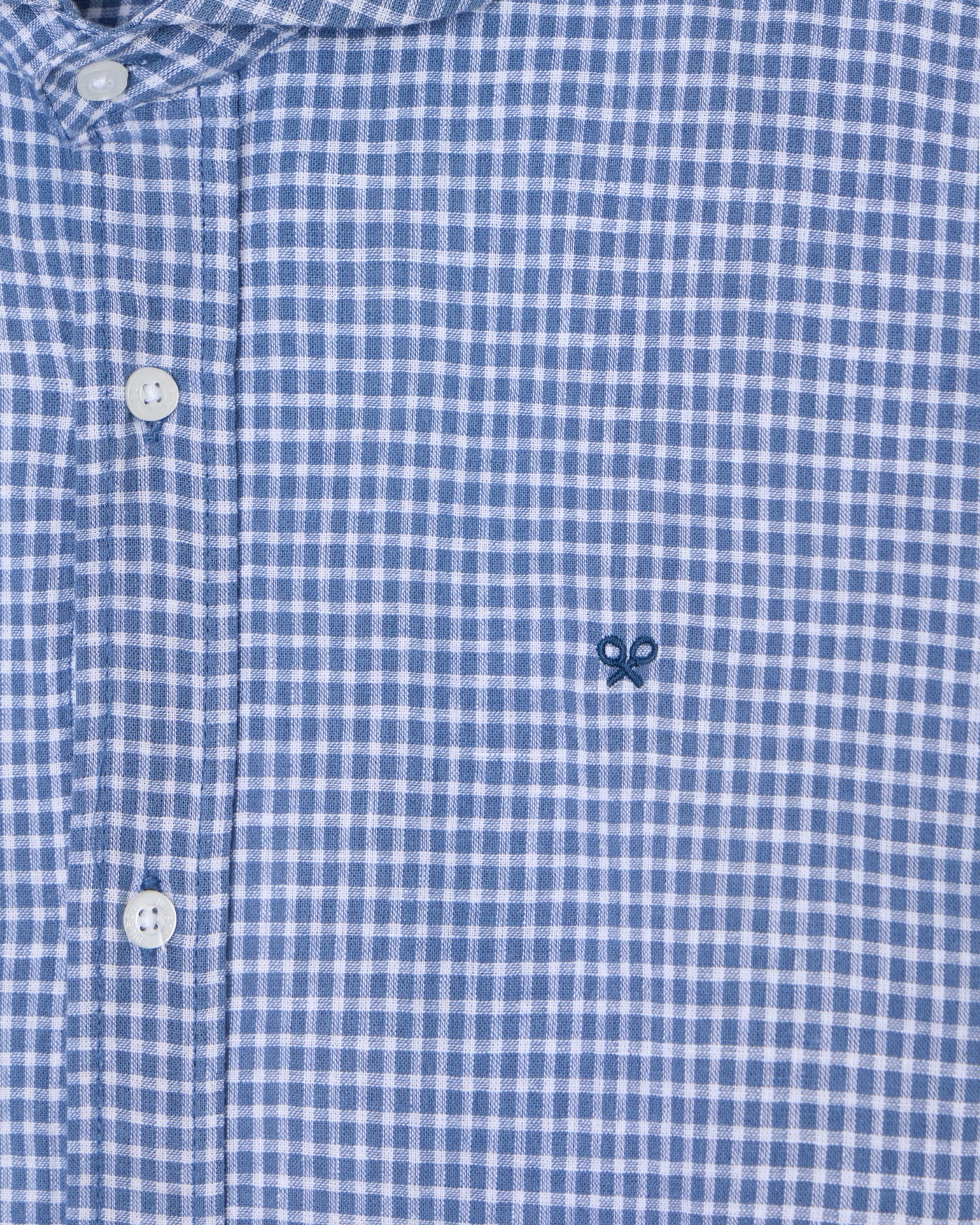Camisa Sport de Linho Aos Quadrados Azul-2