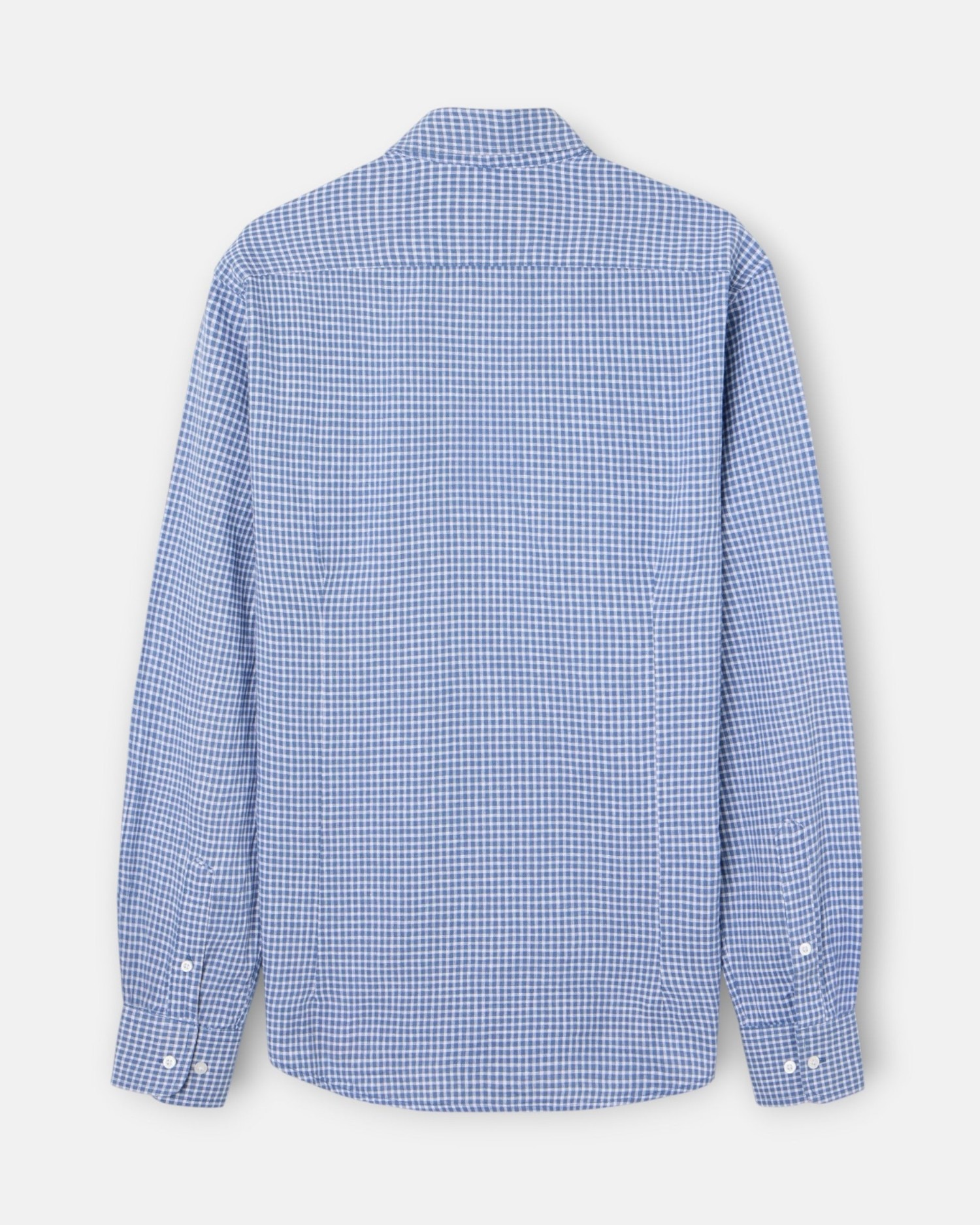 Camisa Sport de Linho Aos Quadrados Azul-3