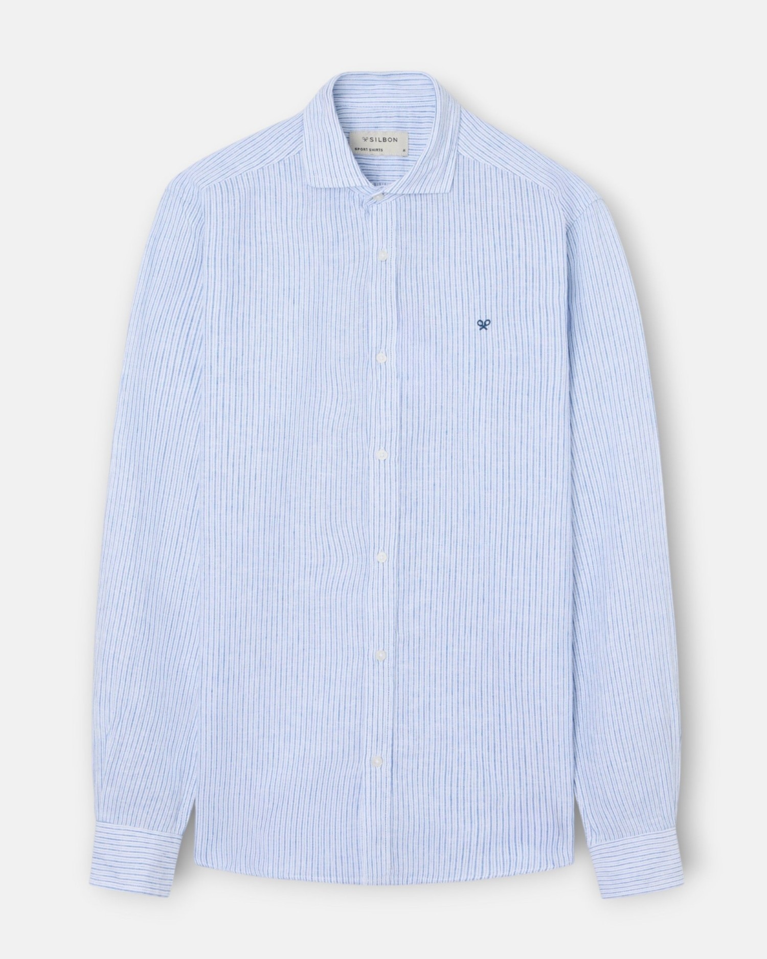 Imagem 0 de Camisa Sport de Linho Multiriscas em Azul
