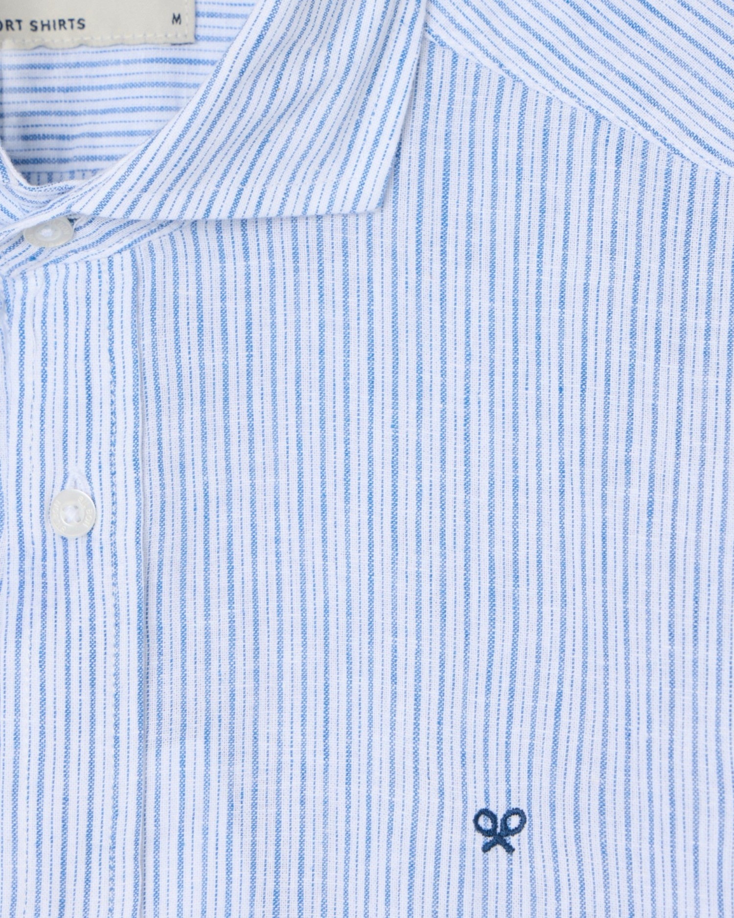 Camisa Sport de Linho Multiriscas em Azul Azul-2