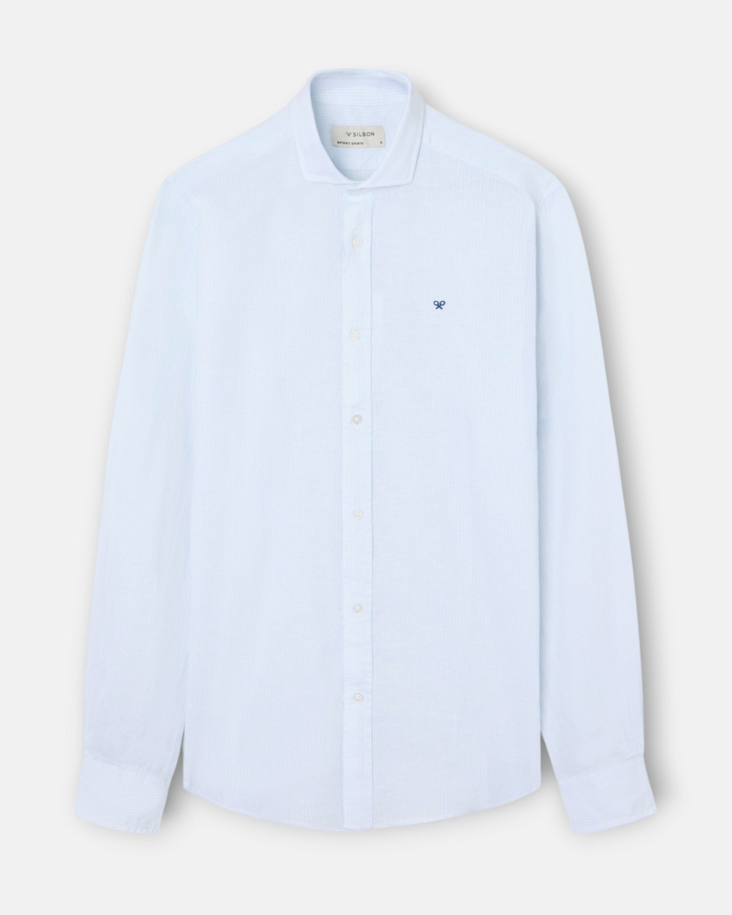 Camisa Sport em Linho Multiriscas Celeste Azul-celeste-1