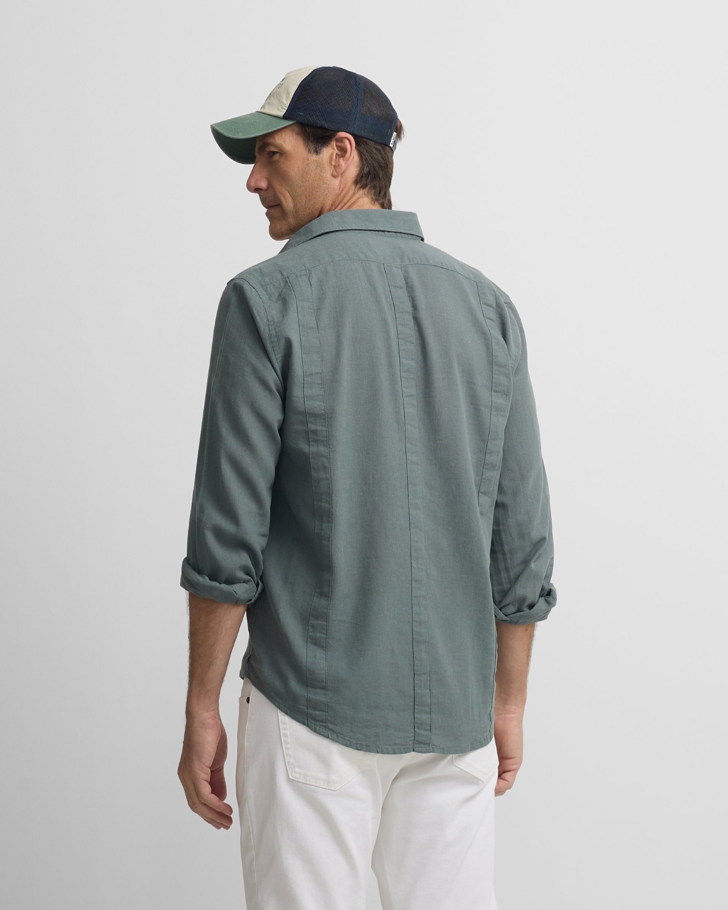 Guayabera Sport Lino em Verde Verde-2