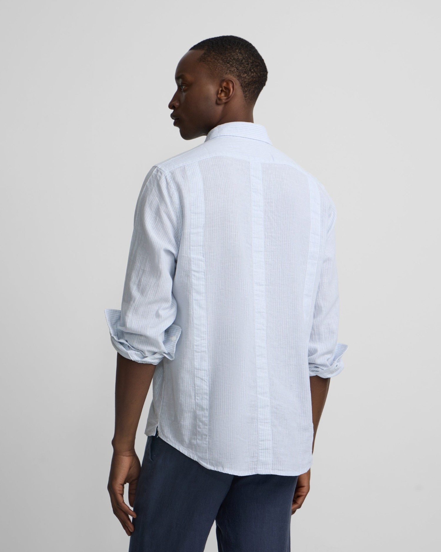 Guayabera Sport de Linho Às Riscas em Verde Verde-2