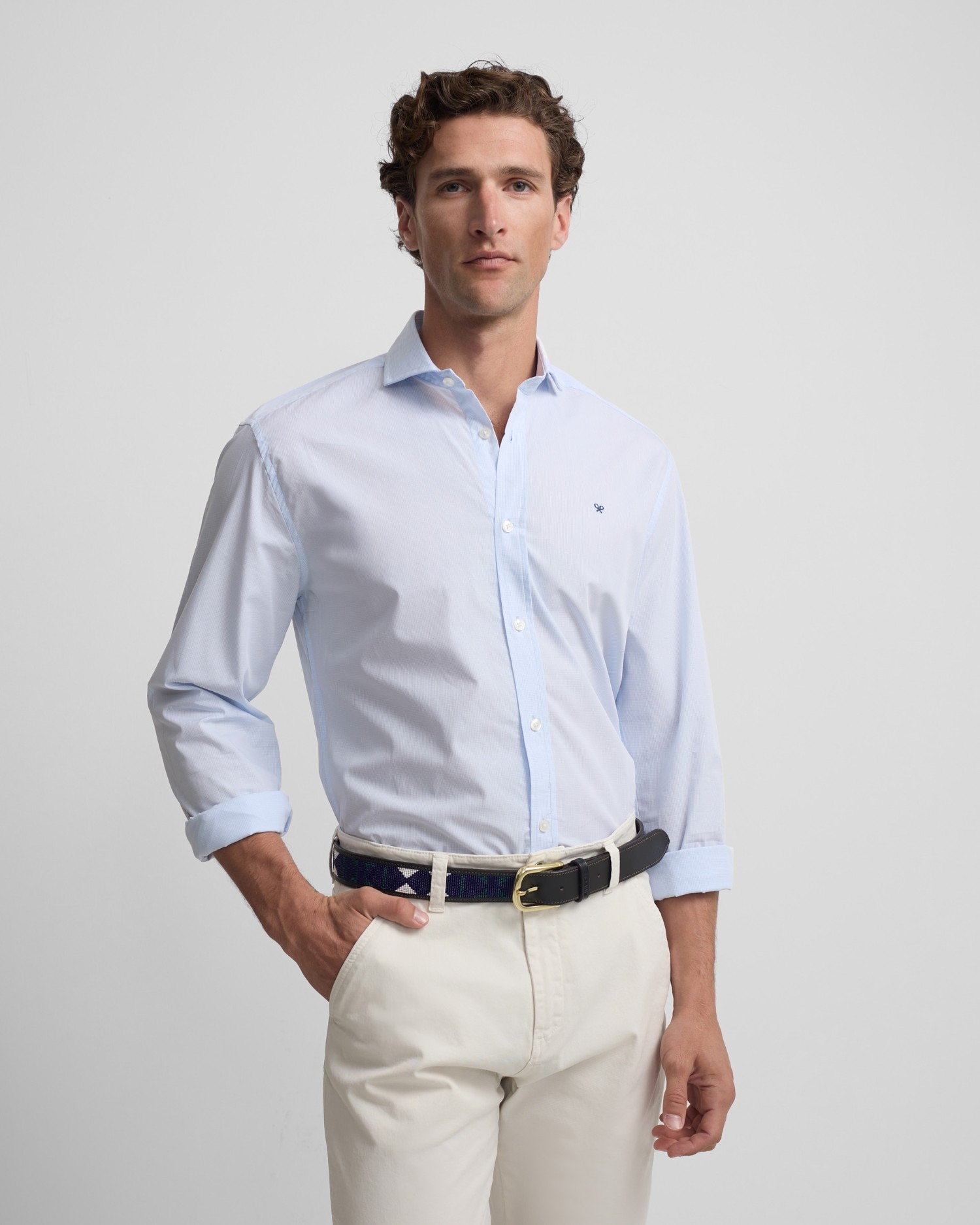 Imagem 0 de Camisa Sport Classic Aos Quadrados em Celeste