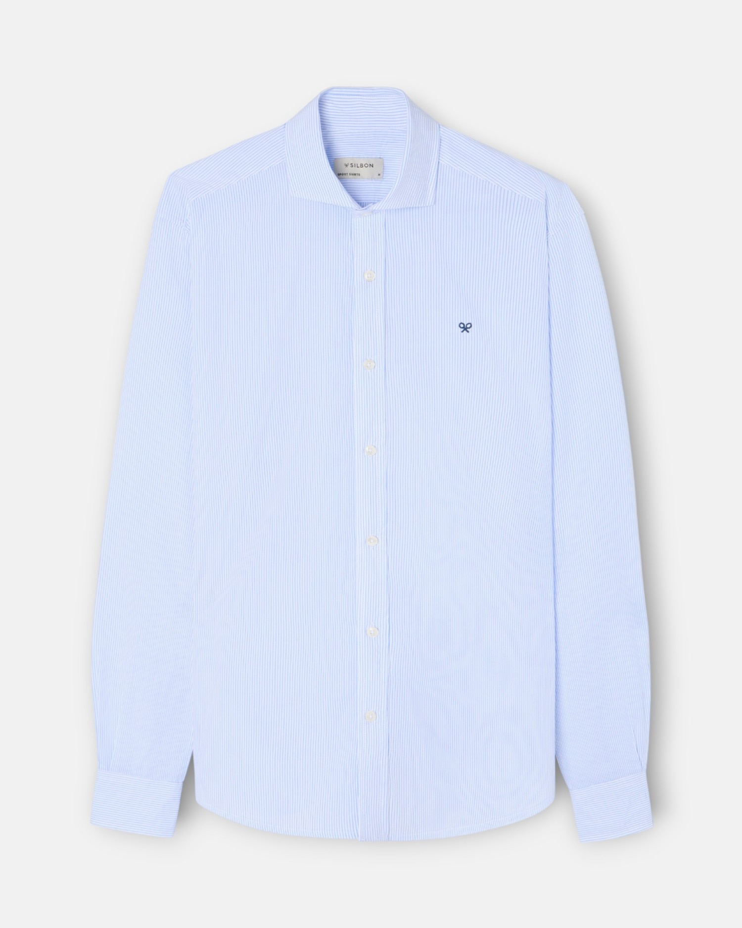 Camisa sport classic raya azul para hombre Azul-4