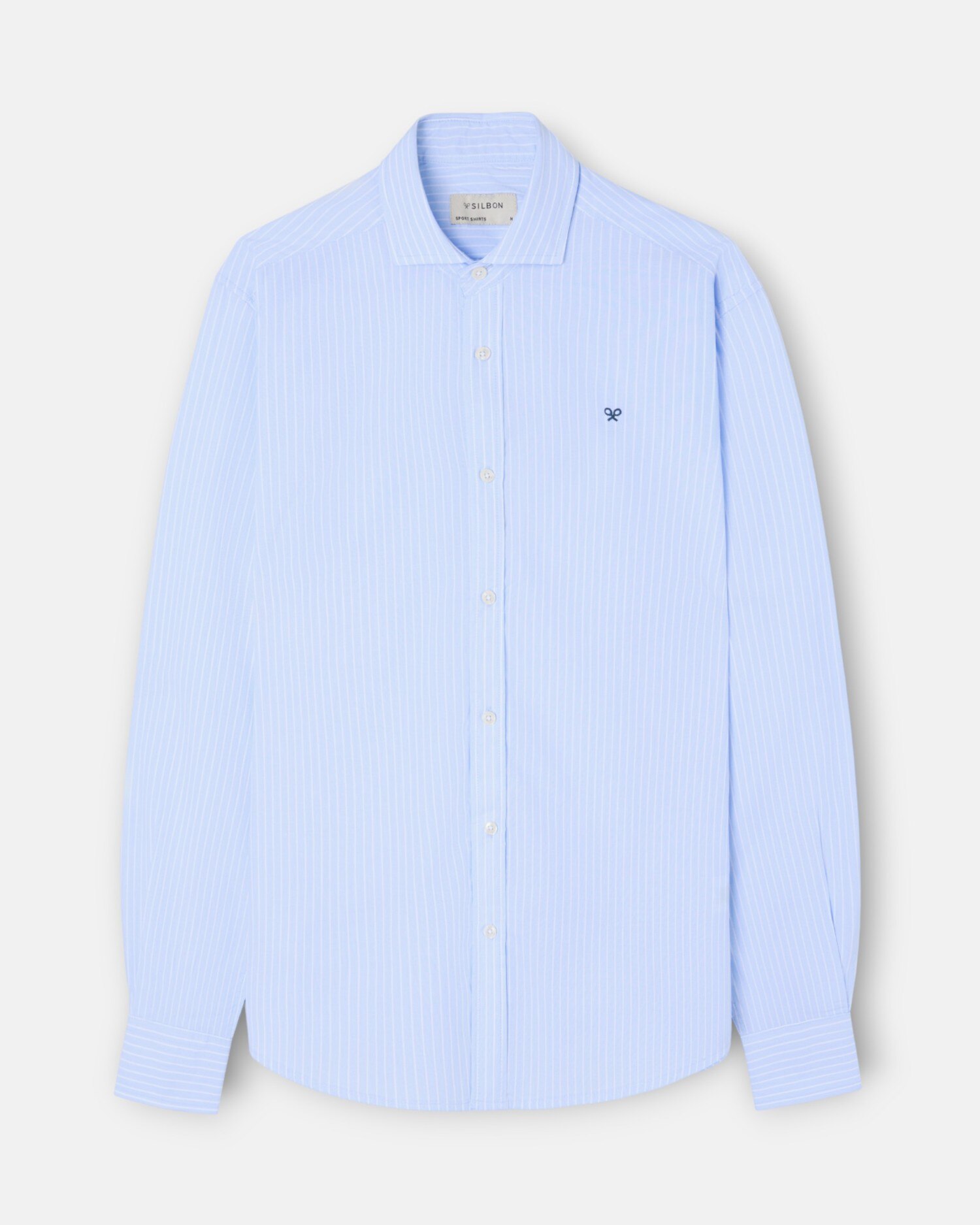 Camisa Sport Classic Às Riscas em Branco Celeste Azul-celeste-4