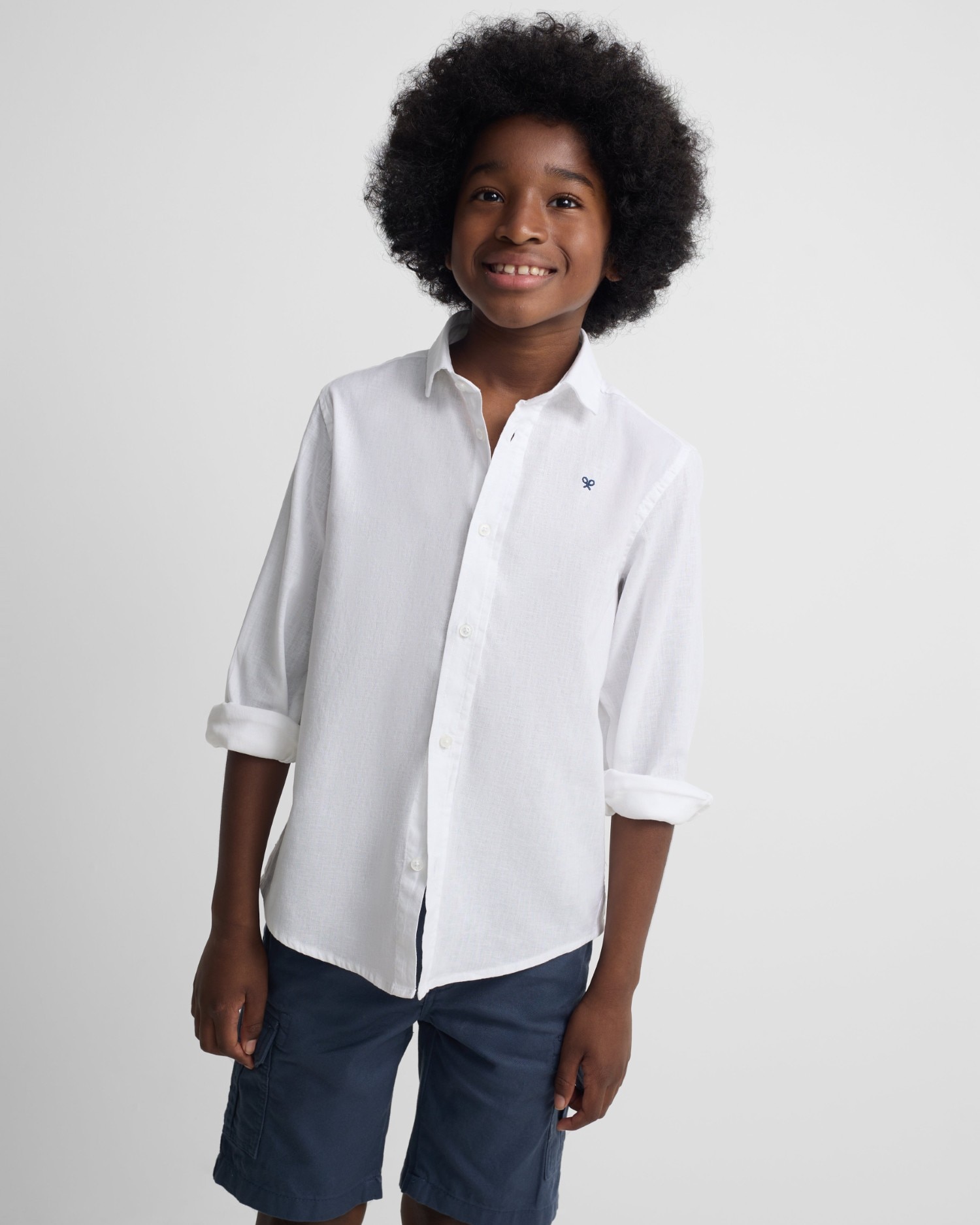 Imagem 0 de Camisa Sport Infantil de Linho em Branco