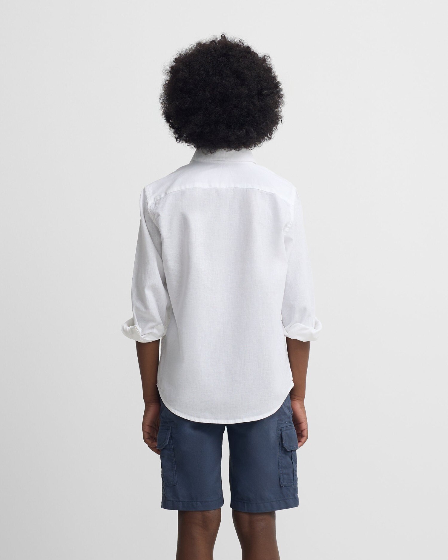 Camisa Sport Infantil de Linho em Branco Branco-2