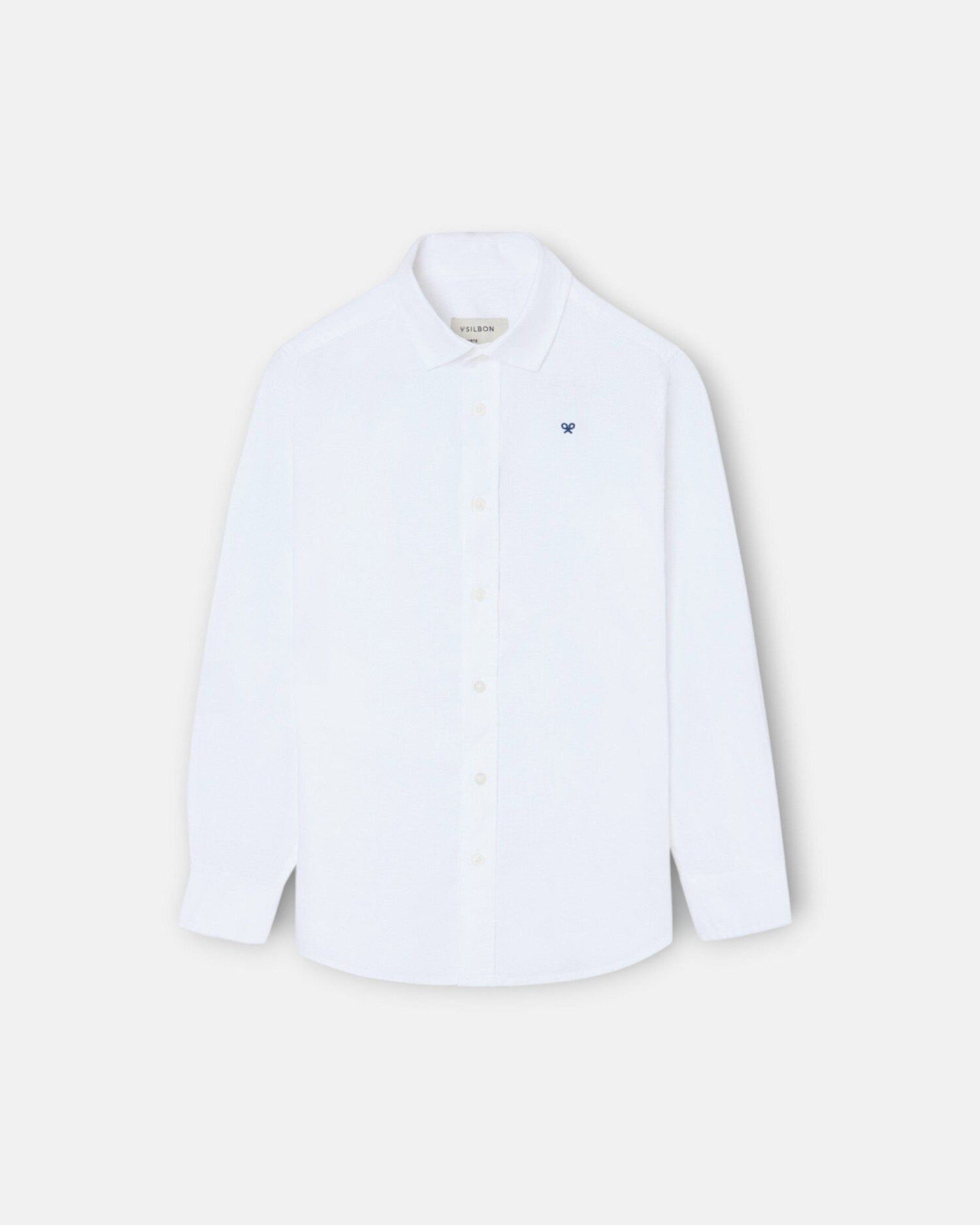 Camisa Sport Infantil de Linho em Branco Branco-4