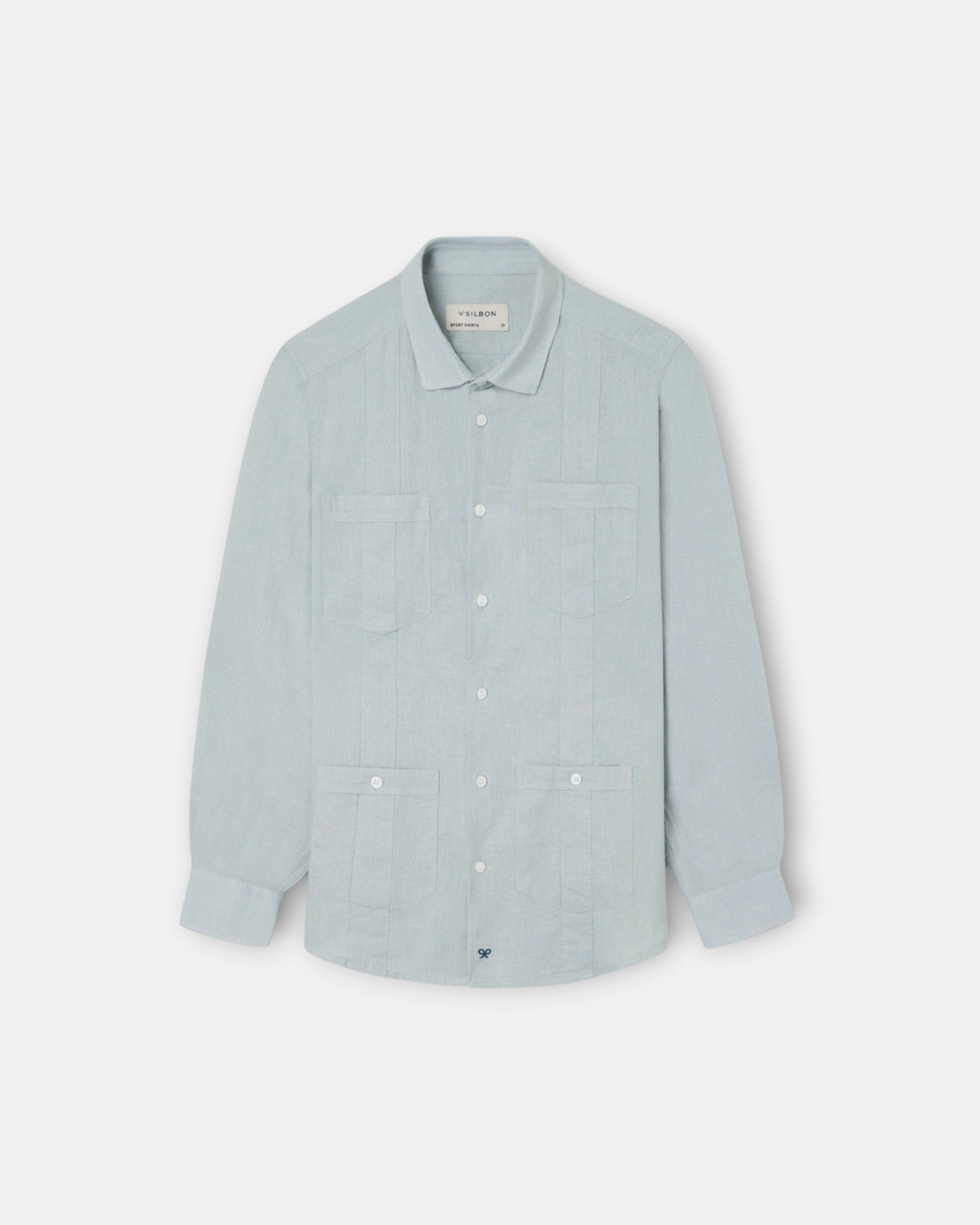 Guayabera Sport Infantil de Linho Verde-claro-4