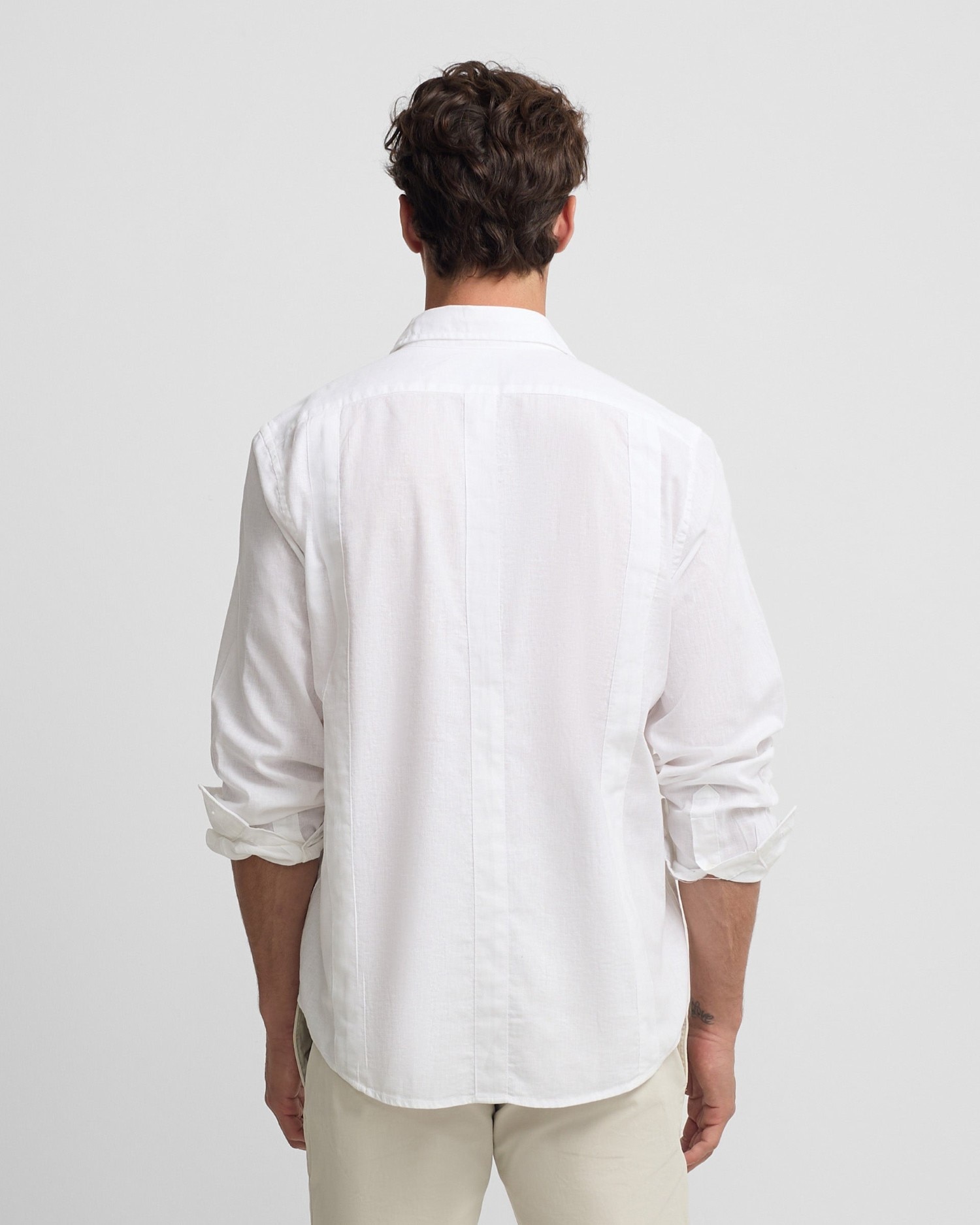 Guayabera Sport de Linho em Branco Branco-2
