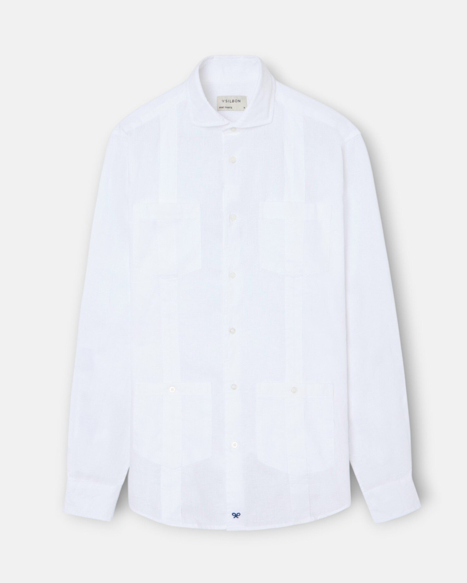 Guayabera Sport de Linho em Branco Branco-4