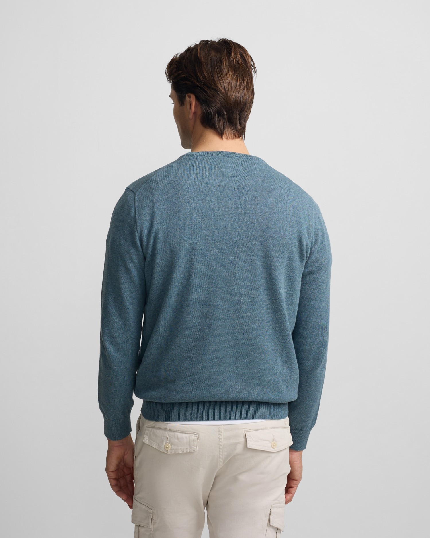 Camisola Lisa com Gola Redonda Azul-acinzentado-2