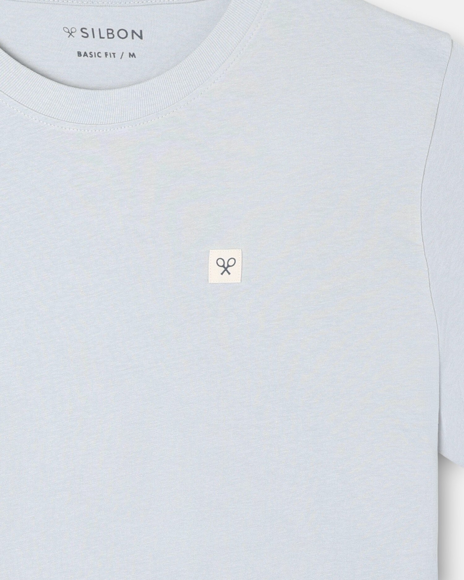T-shirt de Manga Curta Lisa Minilogo Patch Branca Azul-claro-3