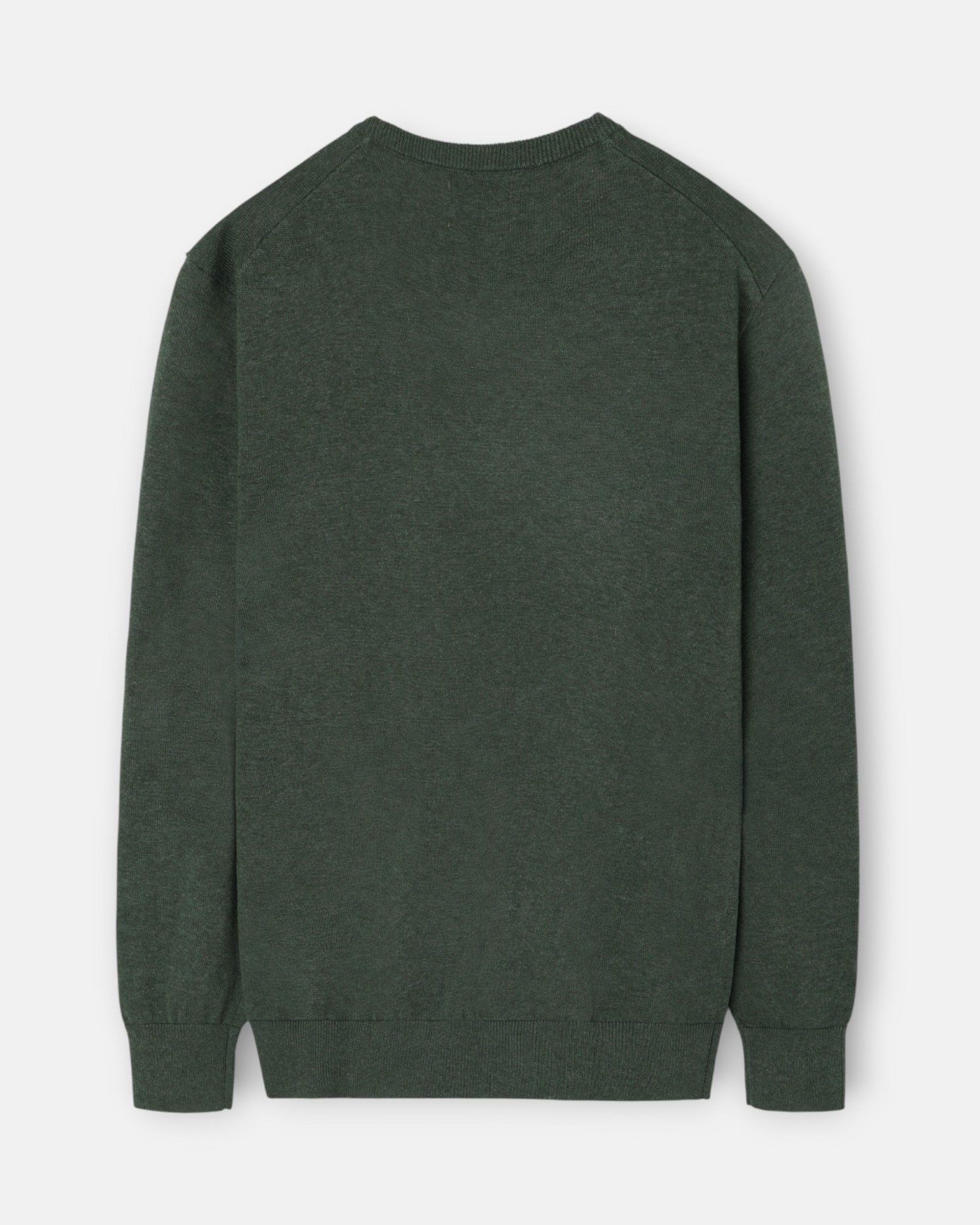 Camisola Lisa com Gola em V Verde-escuro-5