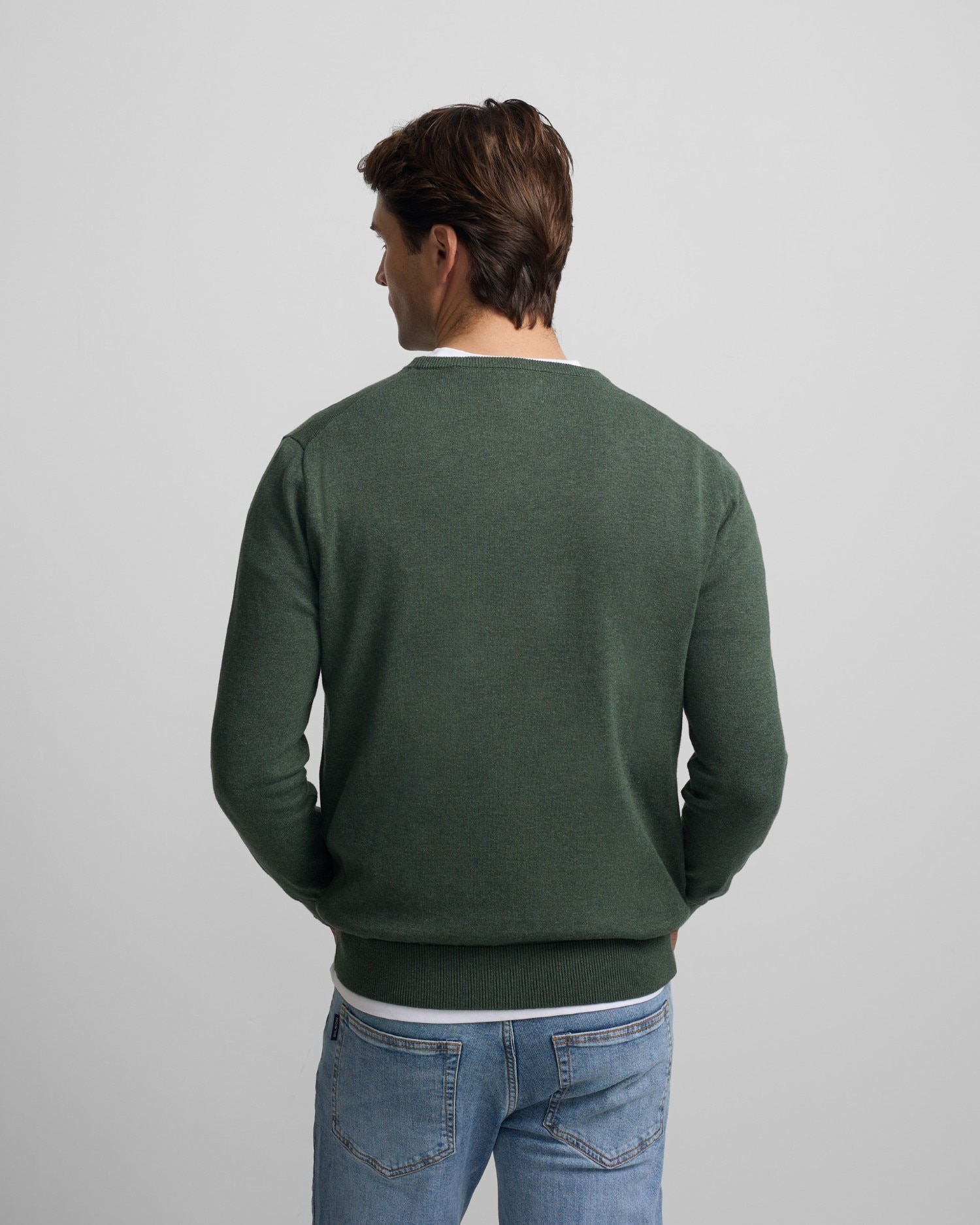 Camisola Lisa com Gola Redonda Verde-2