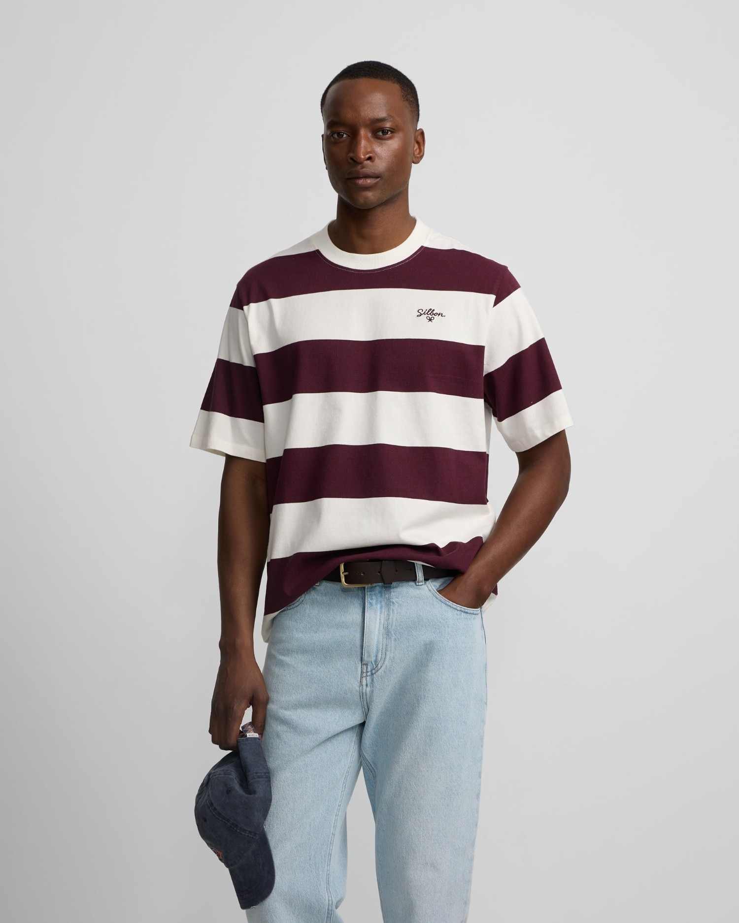 Imagem 0 de T-shirt Special Fit com Riscas Largas Bordeaux