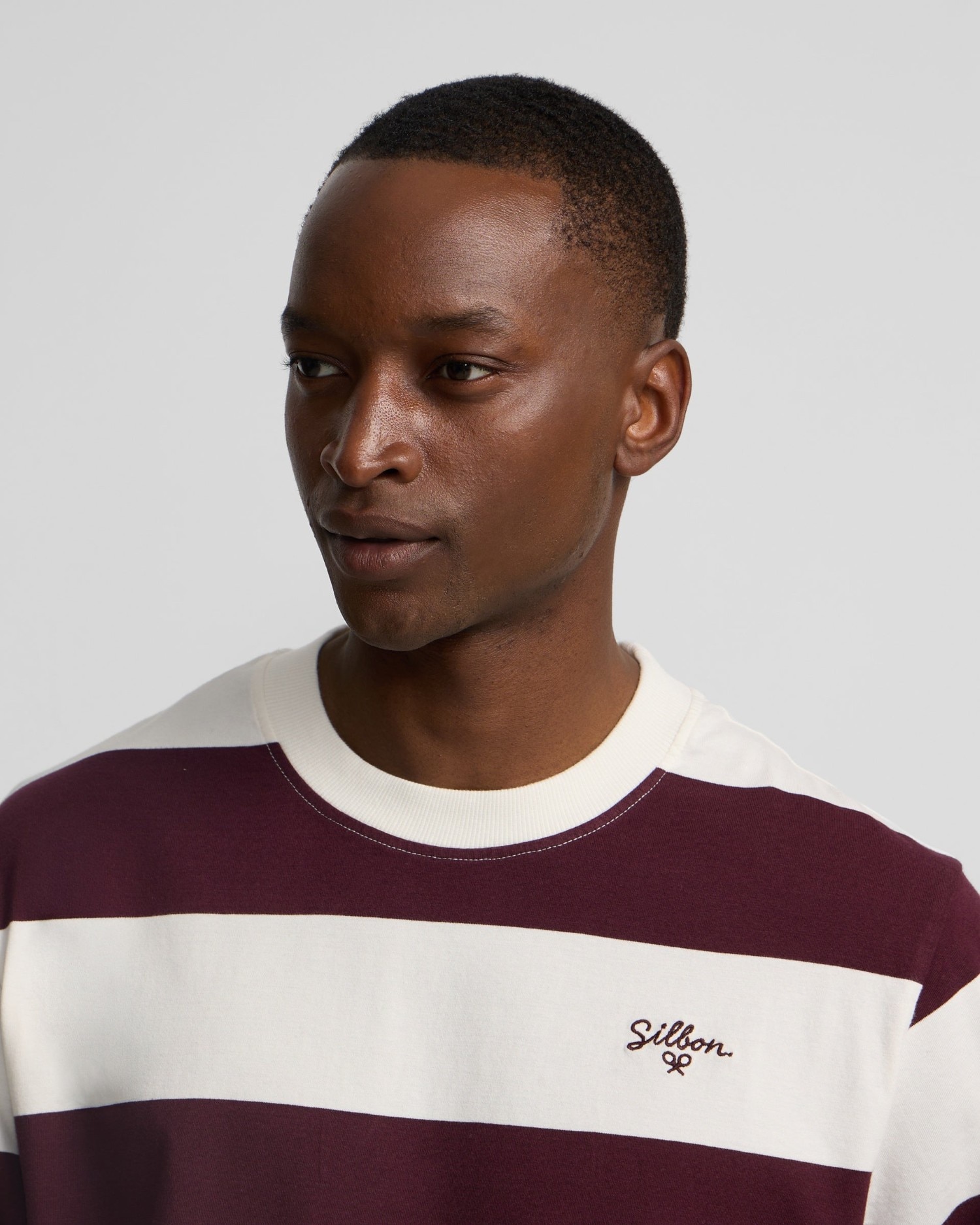 T-shirt Special Fit com Riscas Largas Bordeaux Bordeaux-3