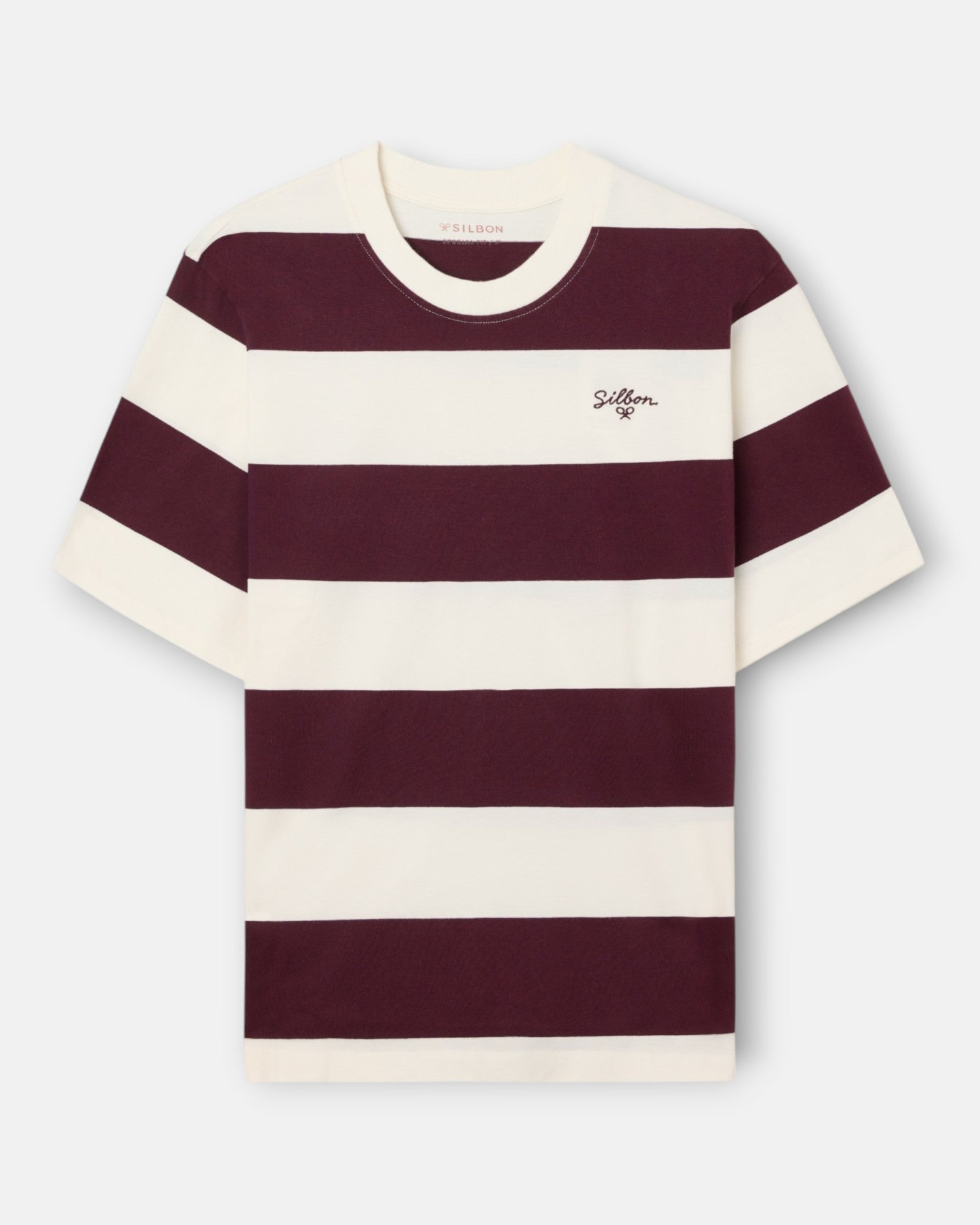 T-shirt Special Fit com Riscas Largas Bordeaux Bordeaux-4