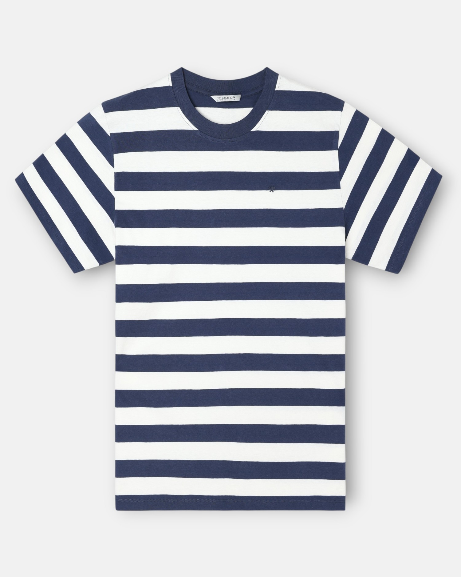 Imagem 0 de T-shirt Minilogo Às Riscas Azul-marinho