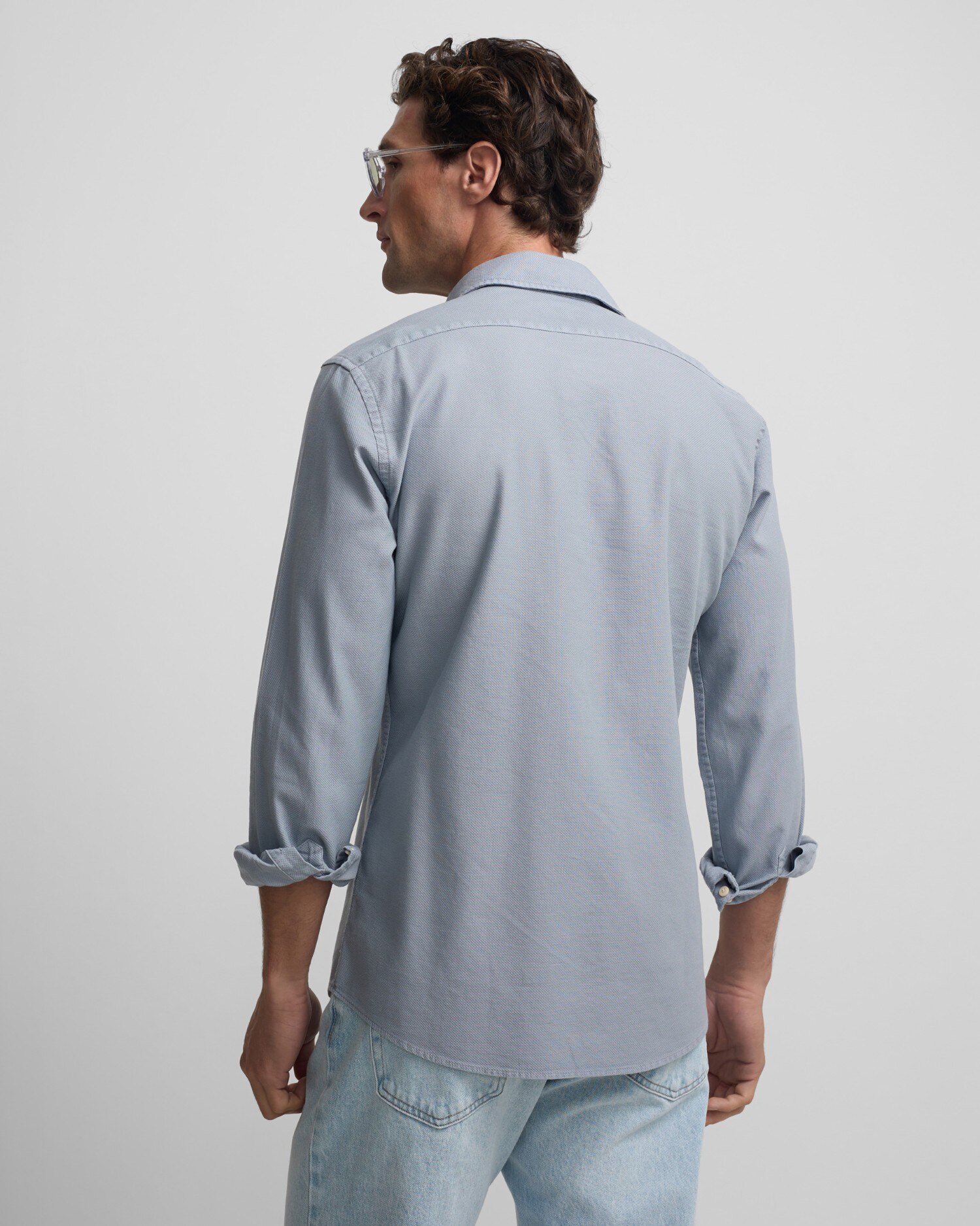 Camisa sport estructura logo verde medio para hombre Azul-2