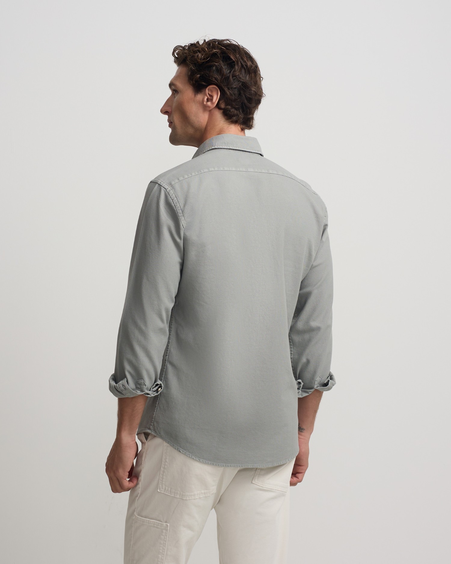 Camisa sport estructura logo verde medio para hombre Verde-2
