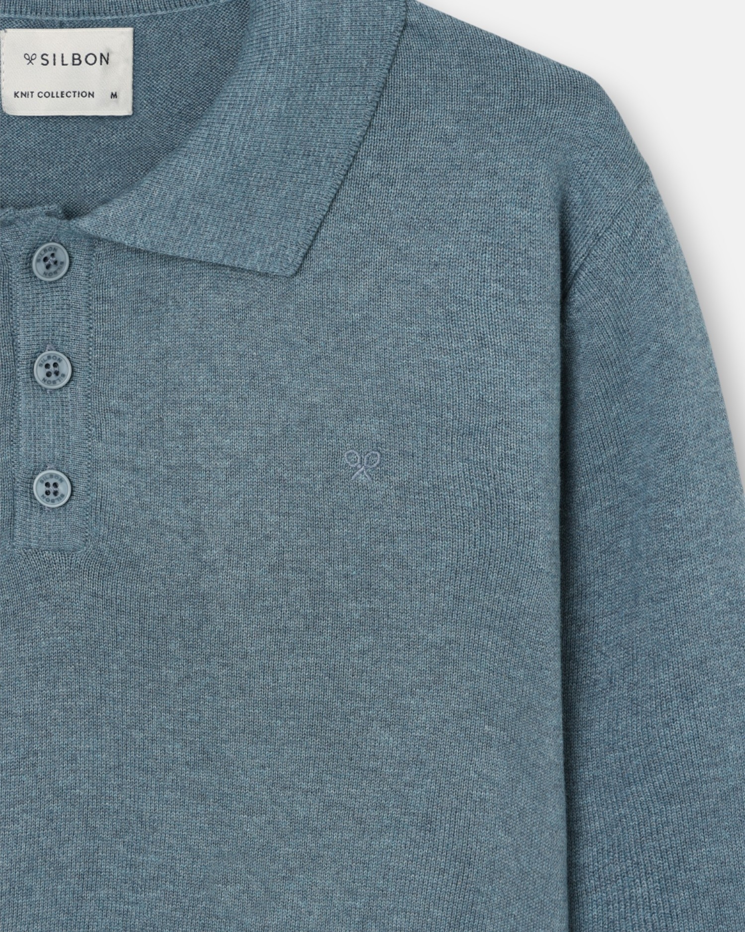 Camisola de Gola Polo Azul-3