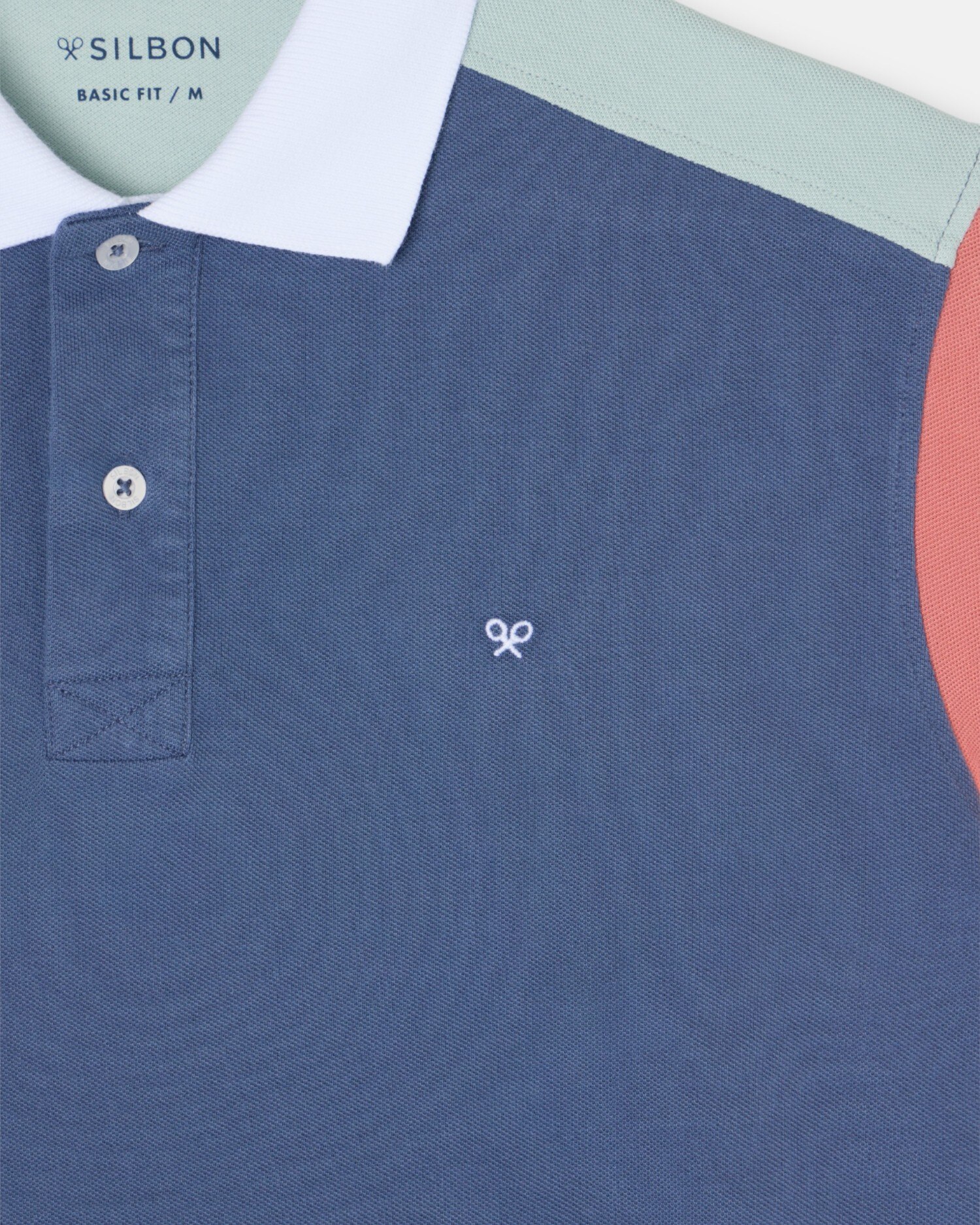 Polo de Manga Curta com Debrum Multicolor Azul-marinho Azul-marinho-3