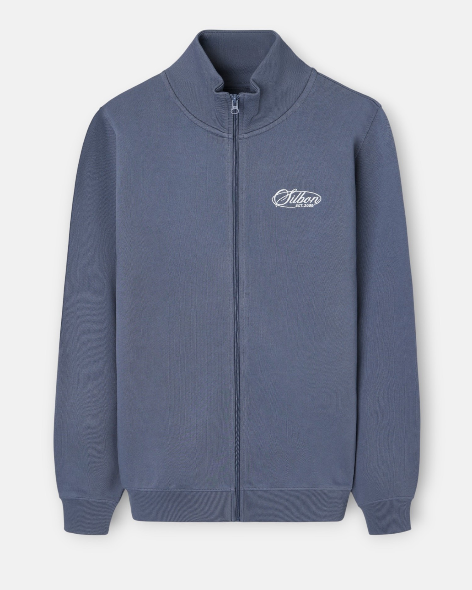 Sweatshirt com Fecho Zip e Bordado Azul-1