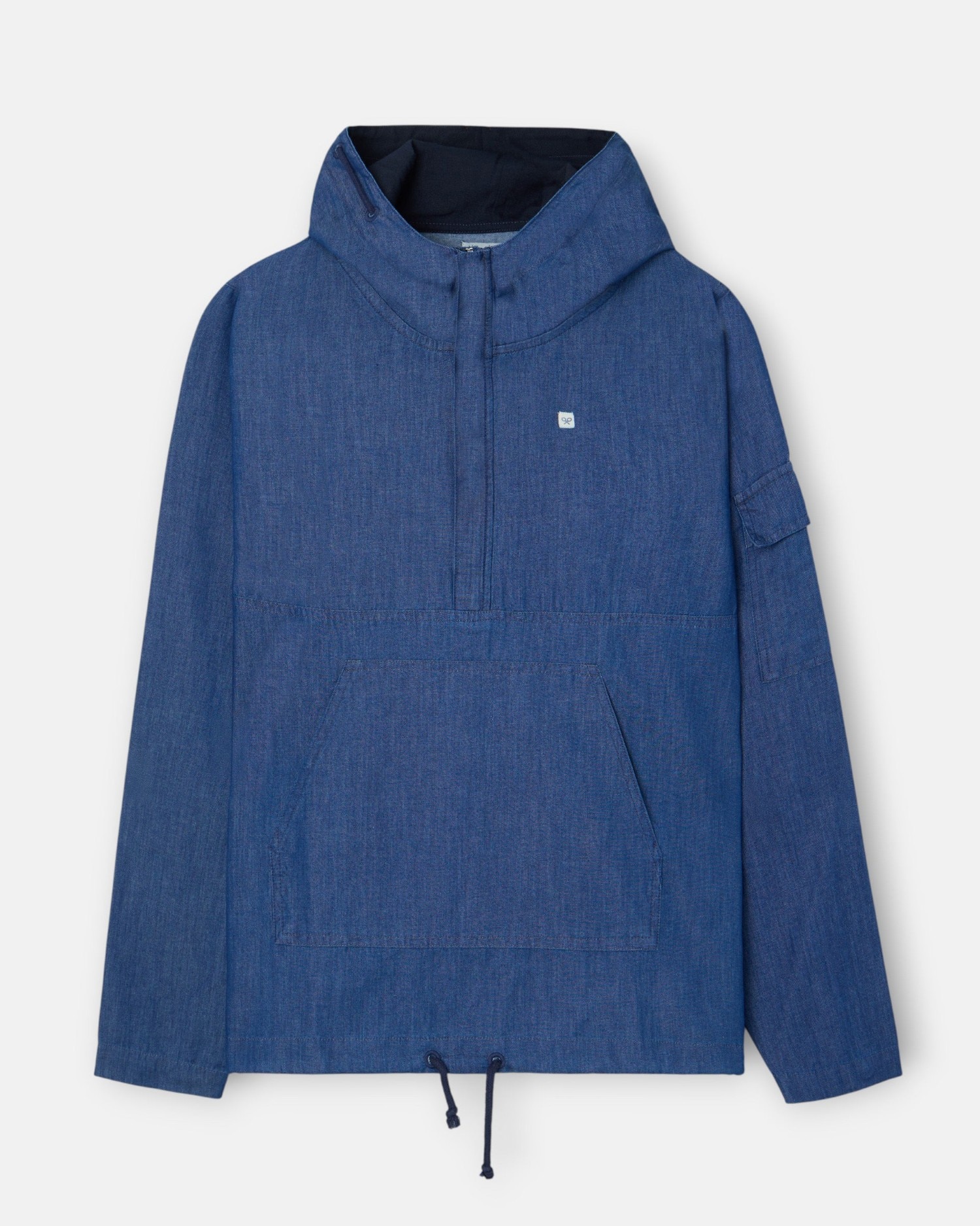 Corta-vento Denim com Capuz em Azul Azul-4
