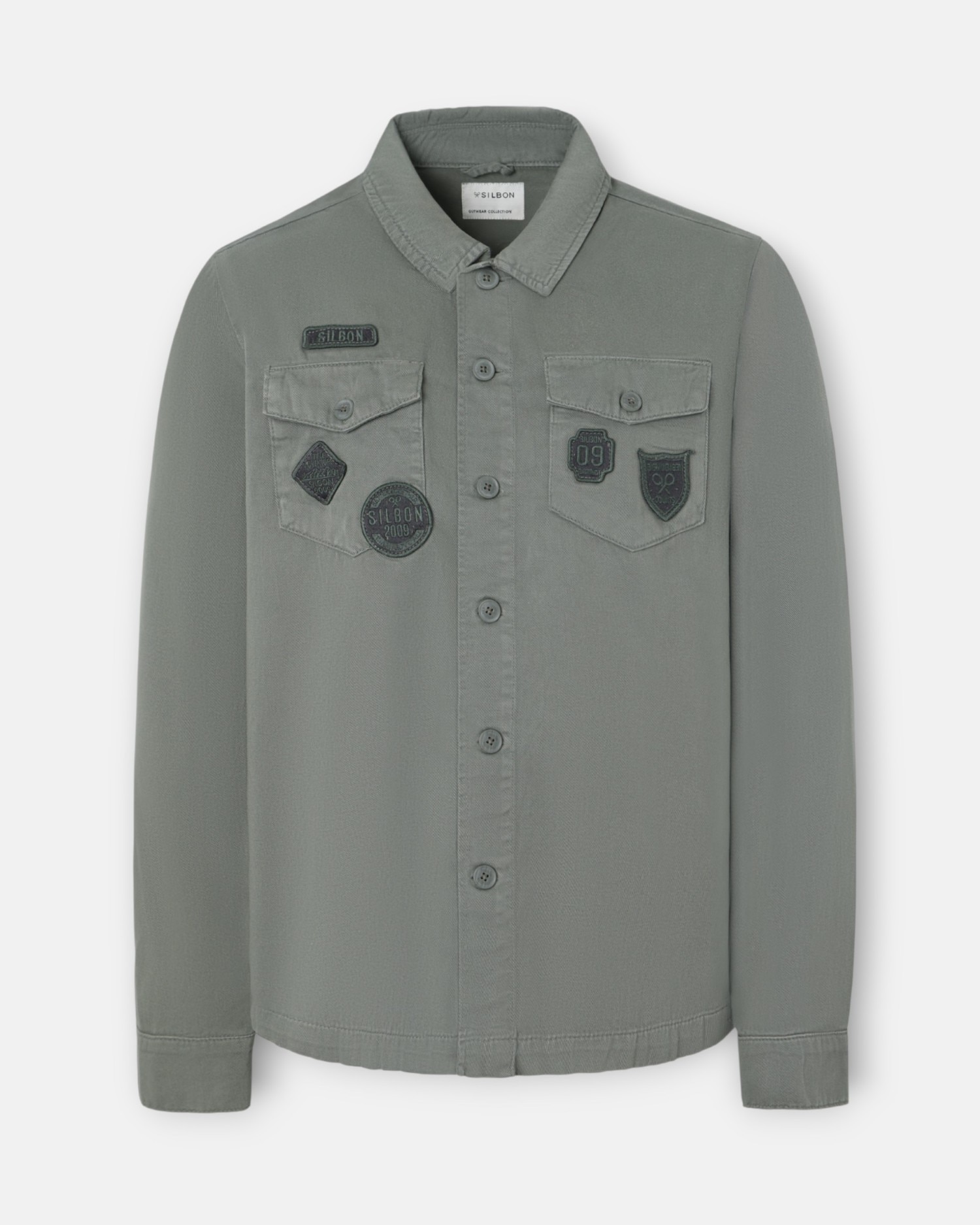 Sobrecamisa com Patches Cinzento-1