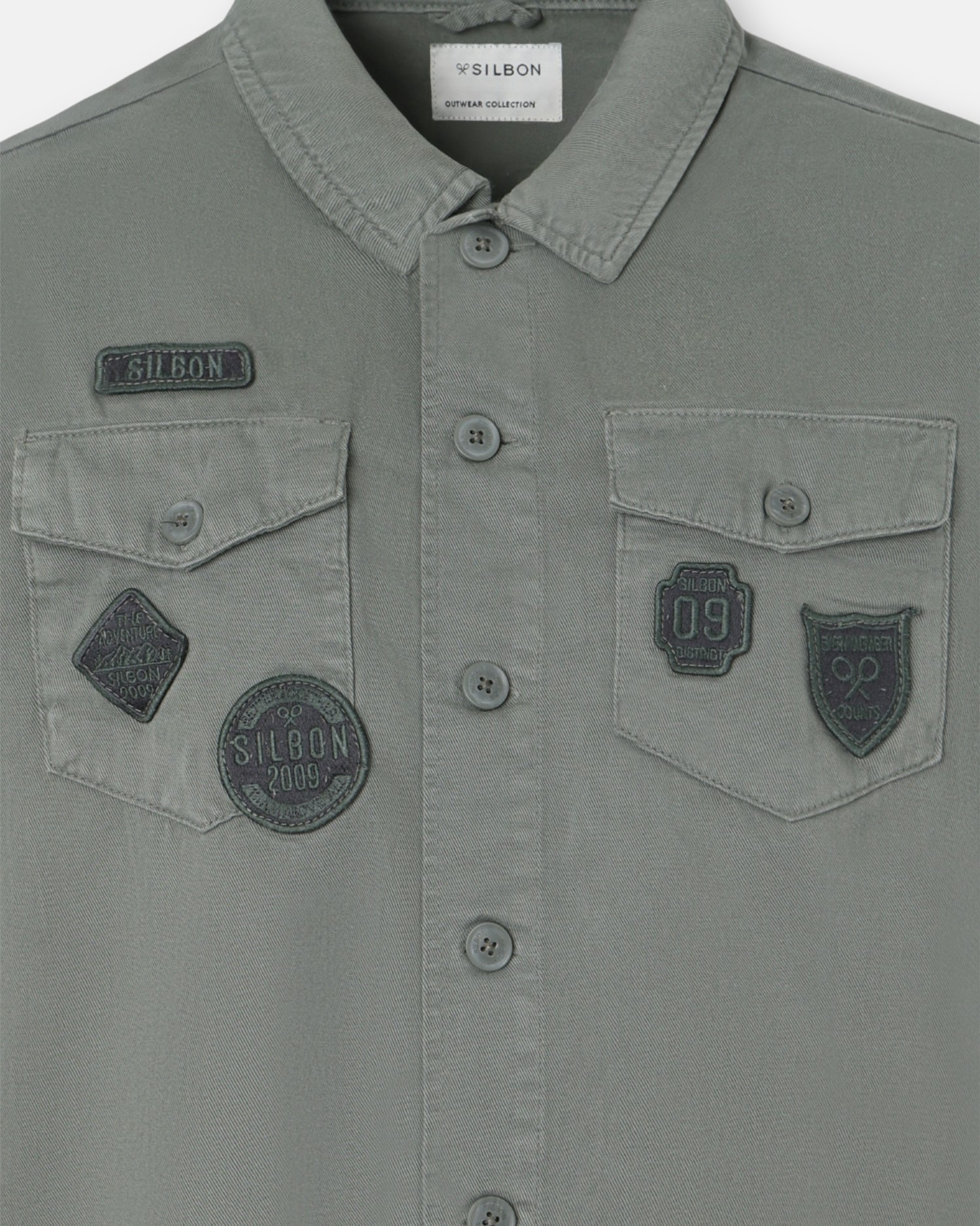 Sobrecamisa com Patches Cinzento-3