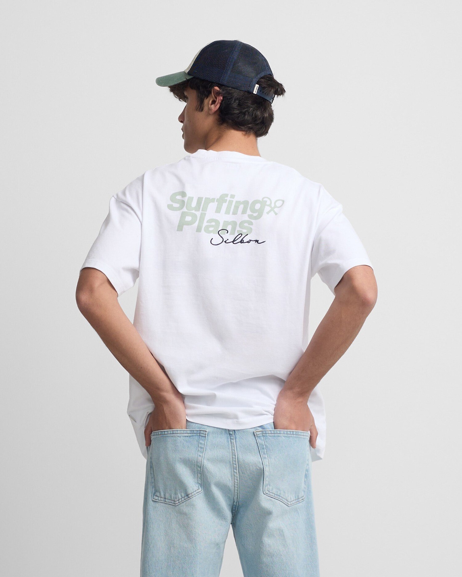 T-shirt Relaxed Fit Surfing Plans Branco-2