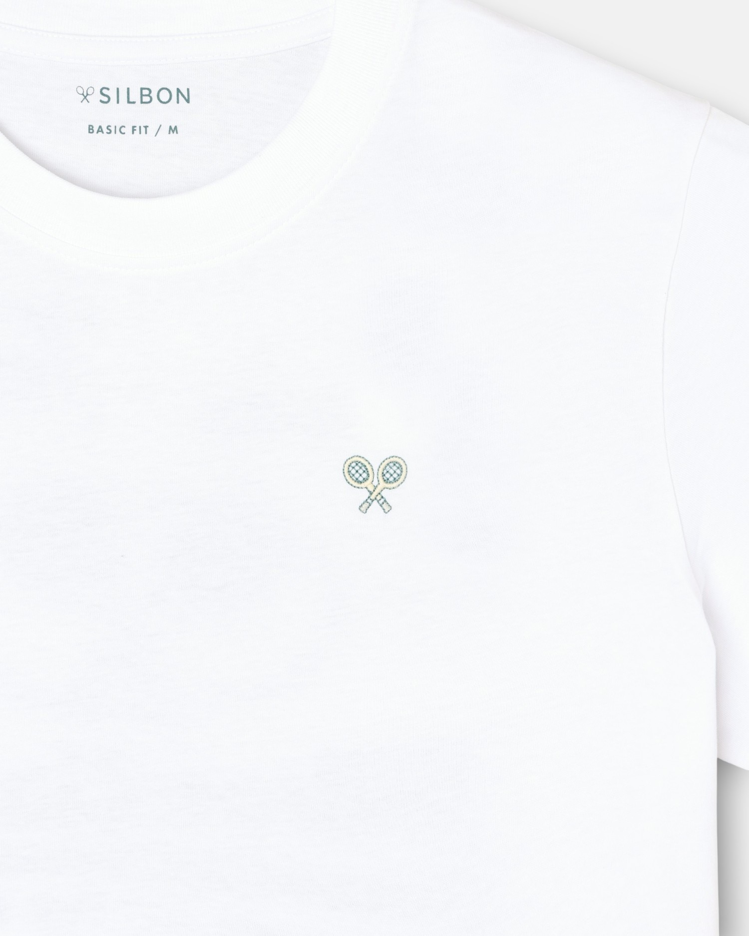 T-shirt de Manga Curta em Verde-claro Branco-3