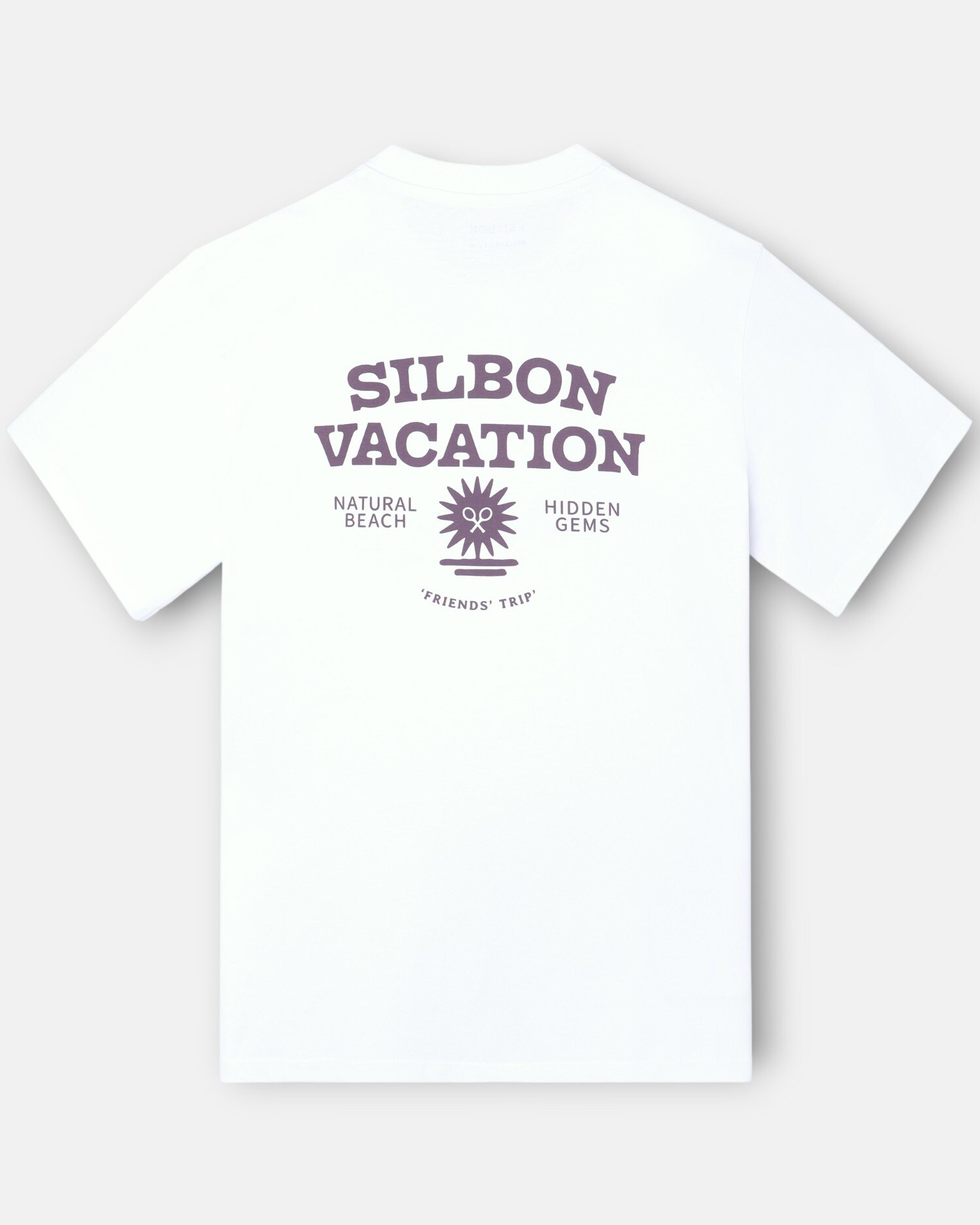 T-shirt de Manga Curta Relaxed Fit Vacation Púrpura Branco-2