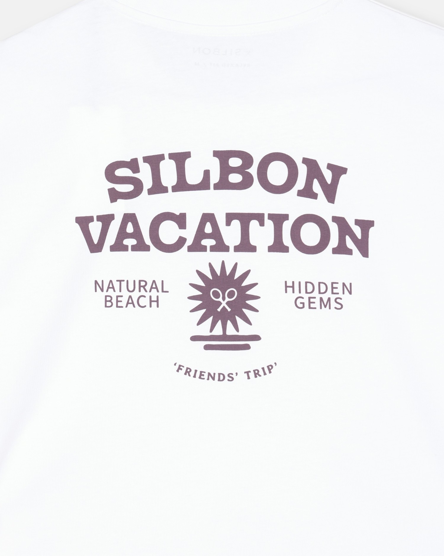 T-shirt de Manga Curta Relaxed Fit Vacation Púrpura Branco-4