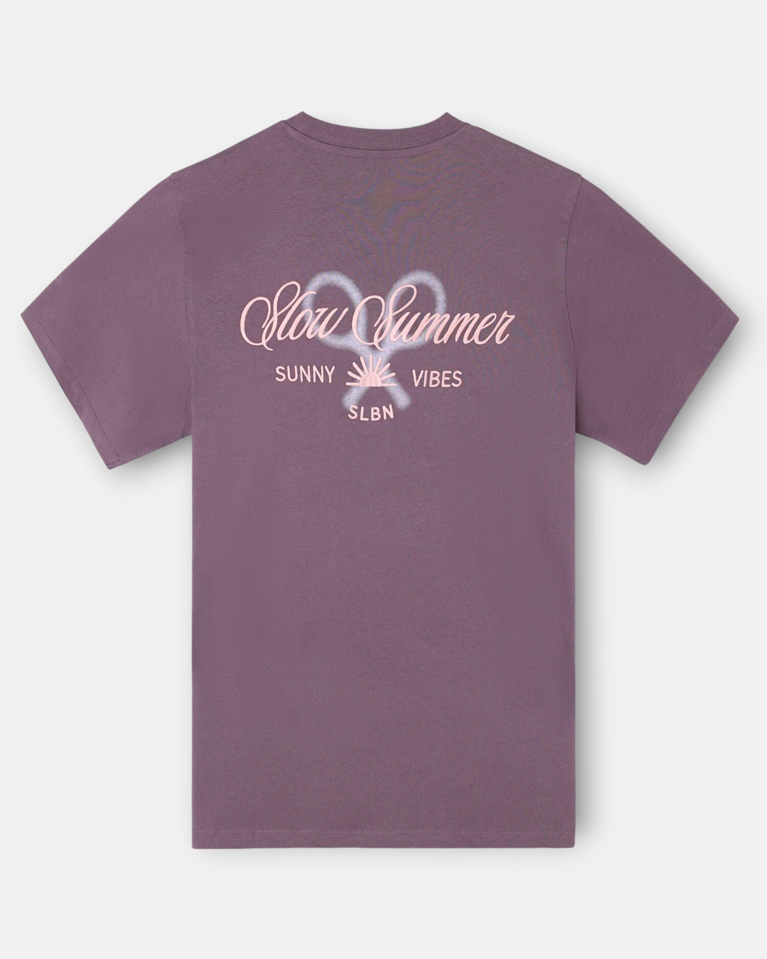 T-shirt de Manga Curta Slow Summer em Verde Cinzento Roxo-2