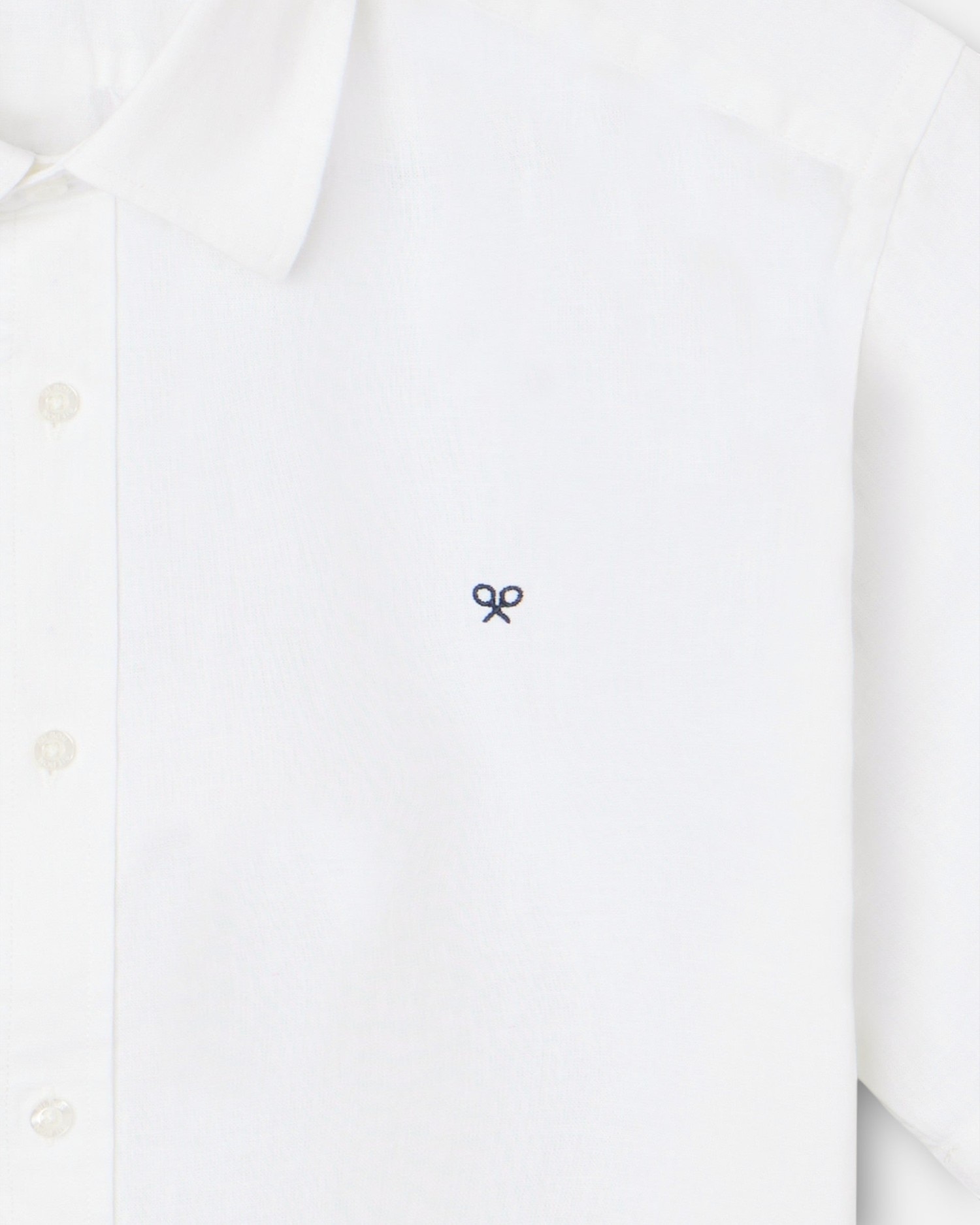 Camisa de Manga Curta em Linho Branca Branco-2