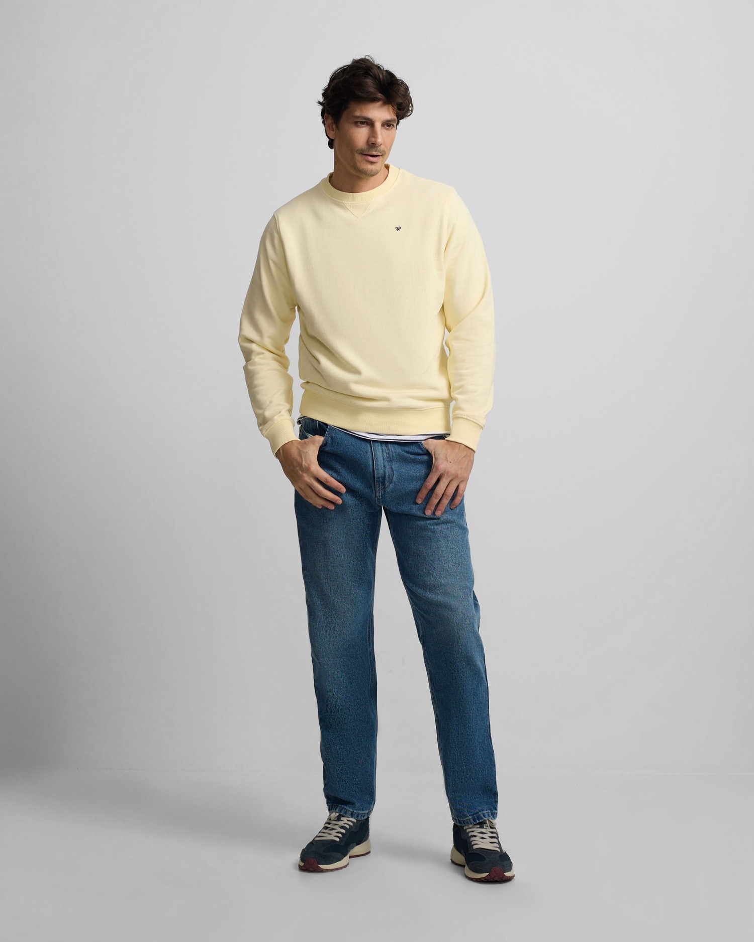 Jeans com Corte a Direito Sport Denim Tapered Azul-1