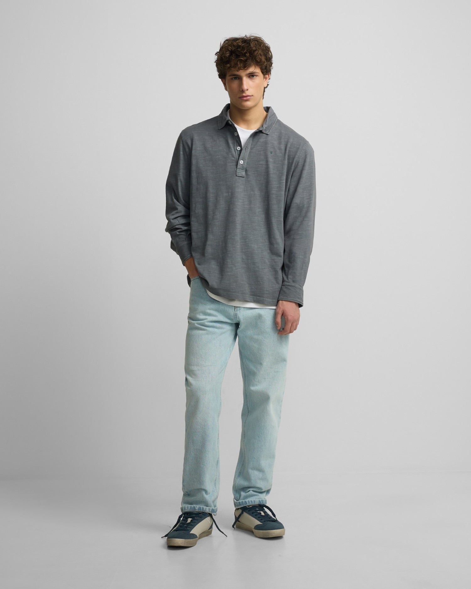 Polo de Manga Comprida Sport Cinzento-3