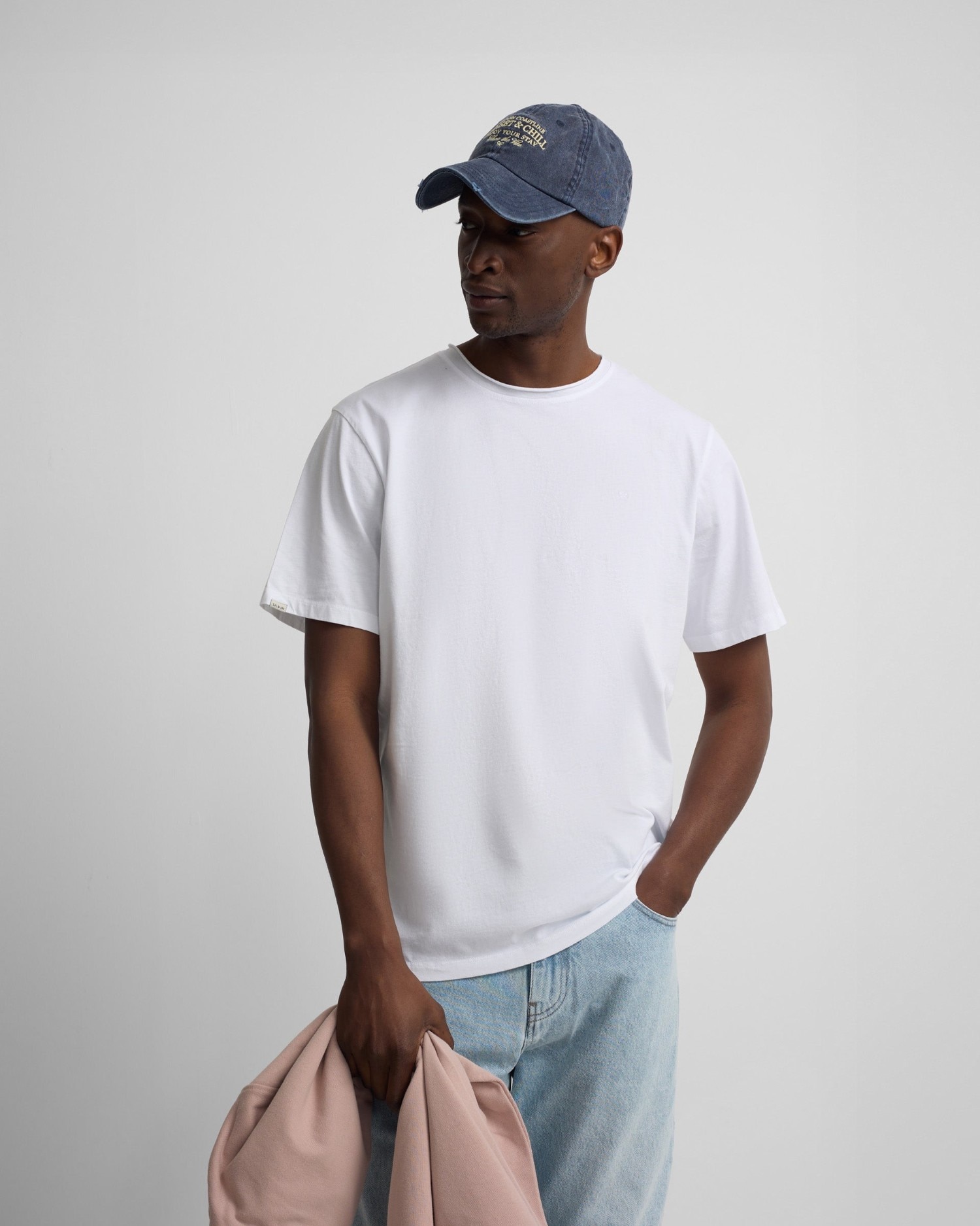 T-shirt com Gola Roll Branco-1