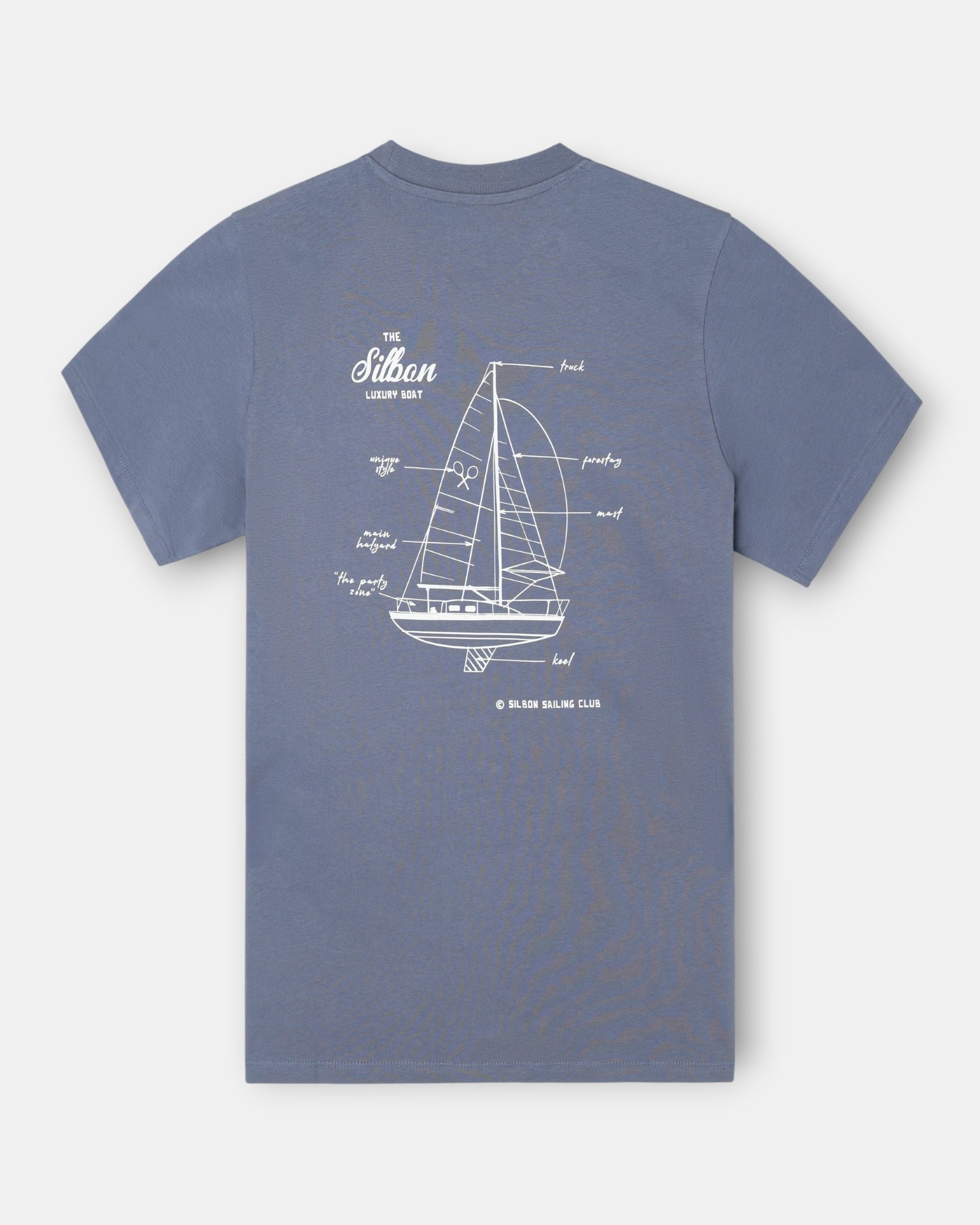 T-shirt Luxury Boat em Branco Azul-índigo-2